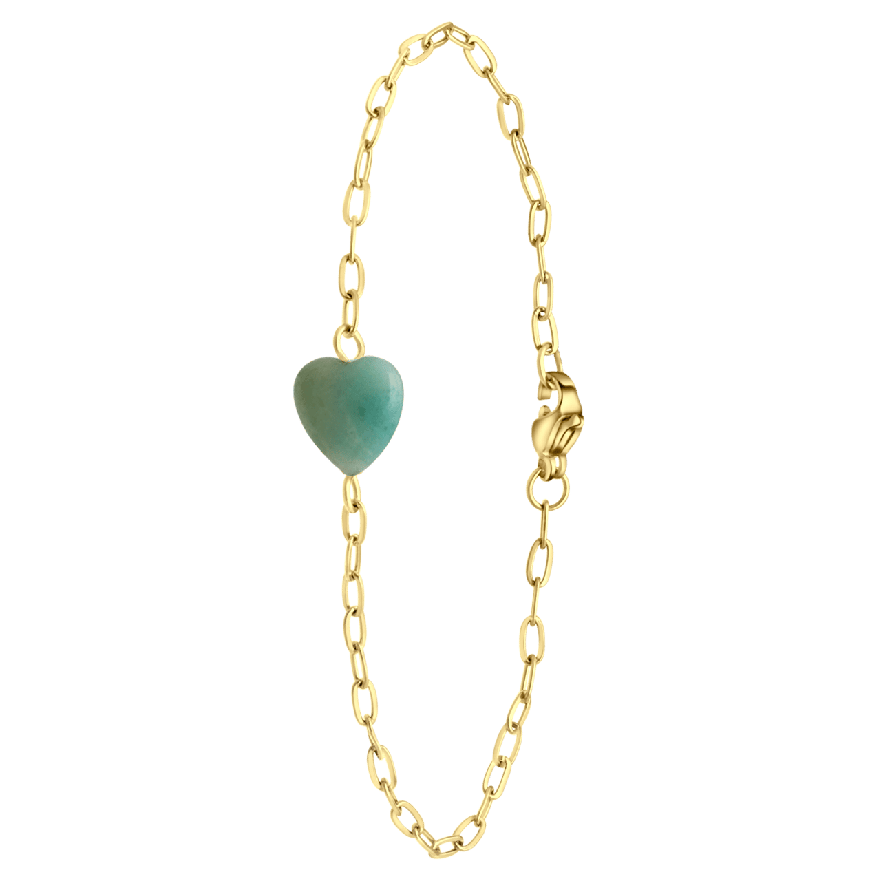 Stainless steel goldplated fantasiearmband met hanger hart met aventurijn voor dames