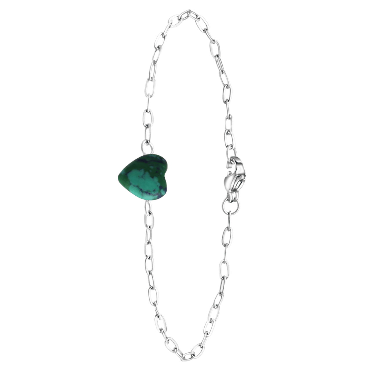 Stainless steel armband met hart malachiet