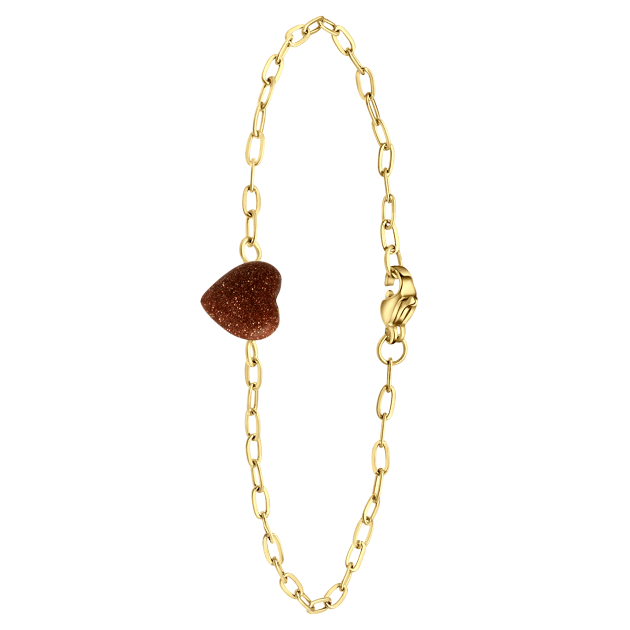 Stalen goldplated armband met hart zonnesteen