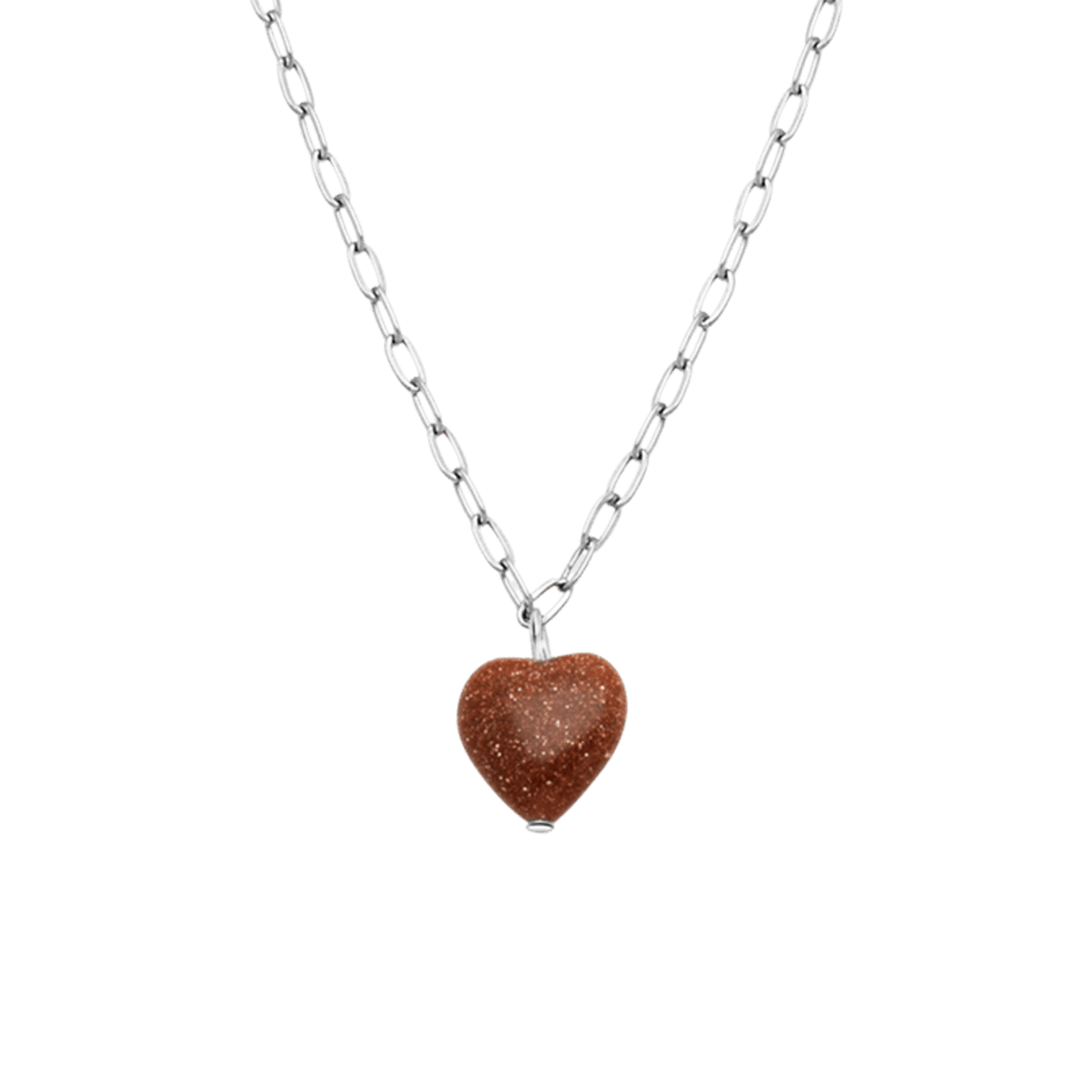 Stainless steel ketting met hart zonnesteen