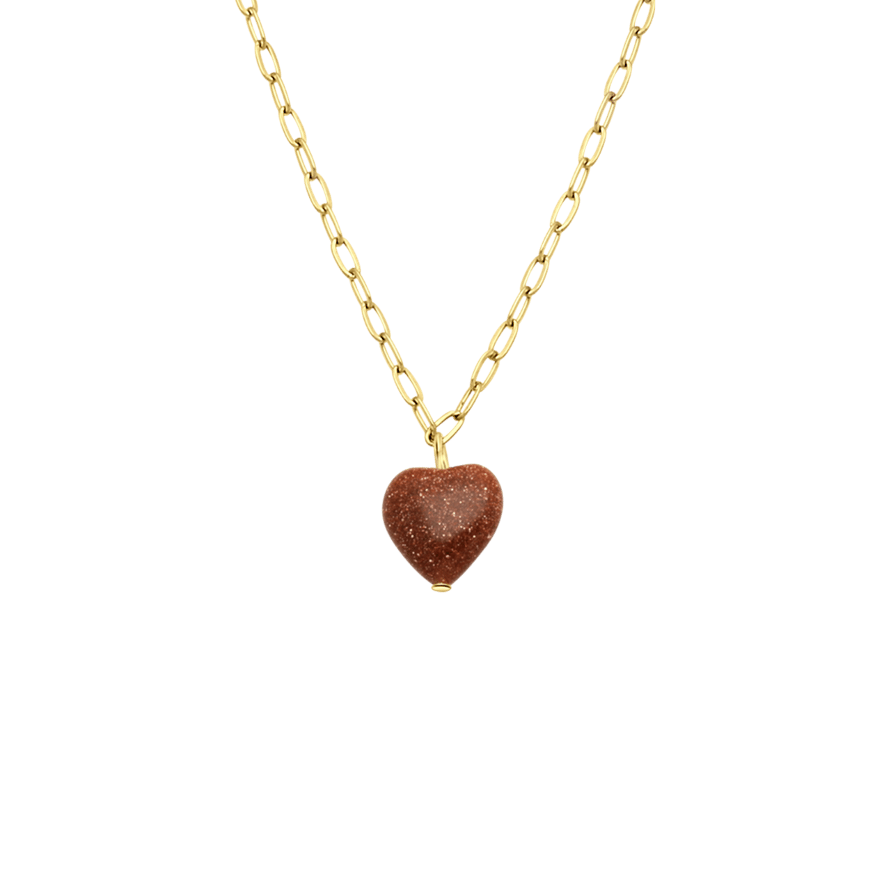Stalen goldplated ketting met hart zonnesteen