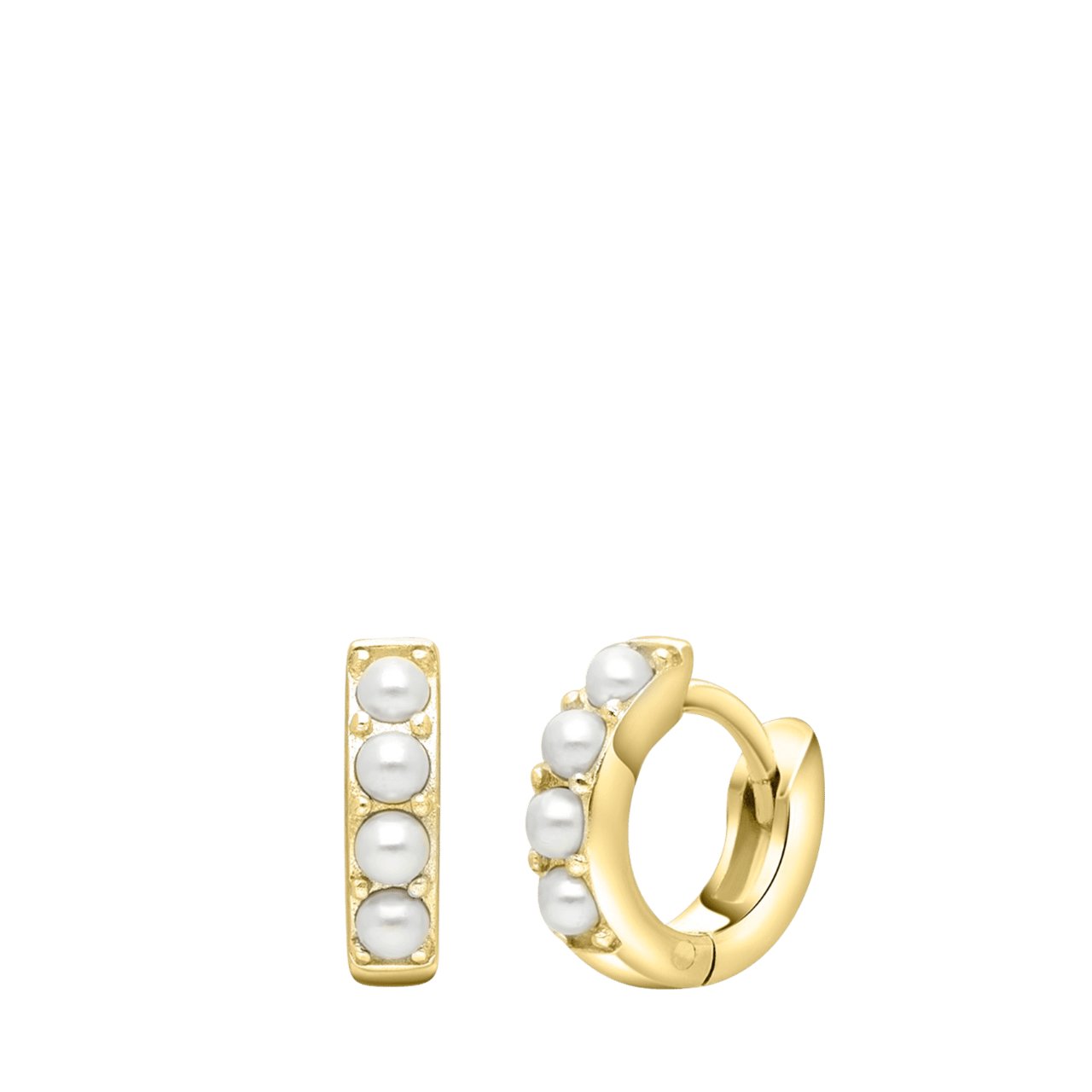 Zilveren goldplated oorringen parel