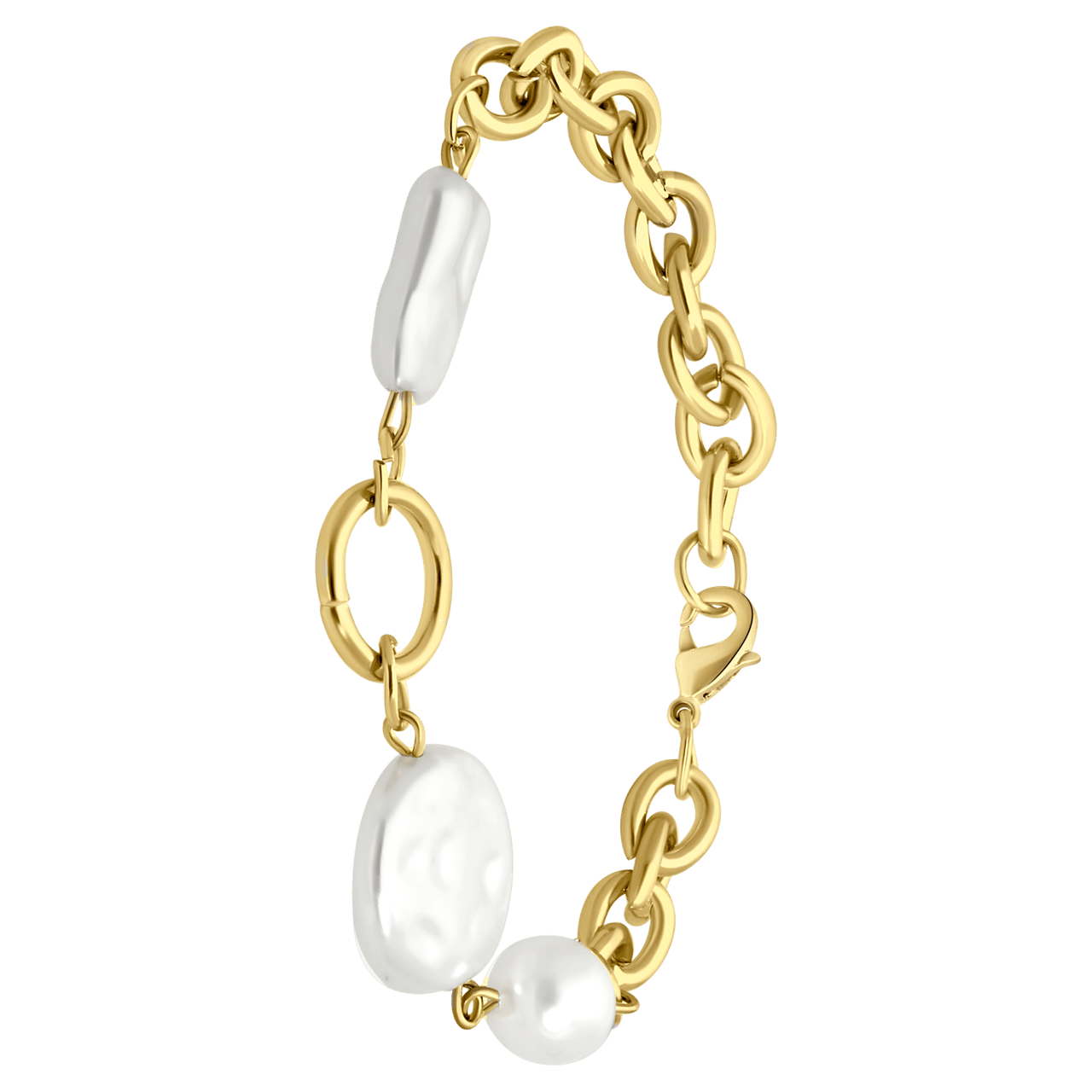 Goudkleurige bijoux armband met immitatie parels