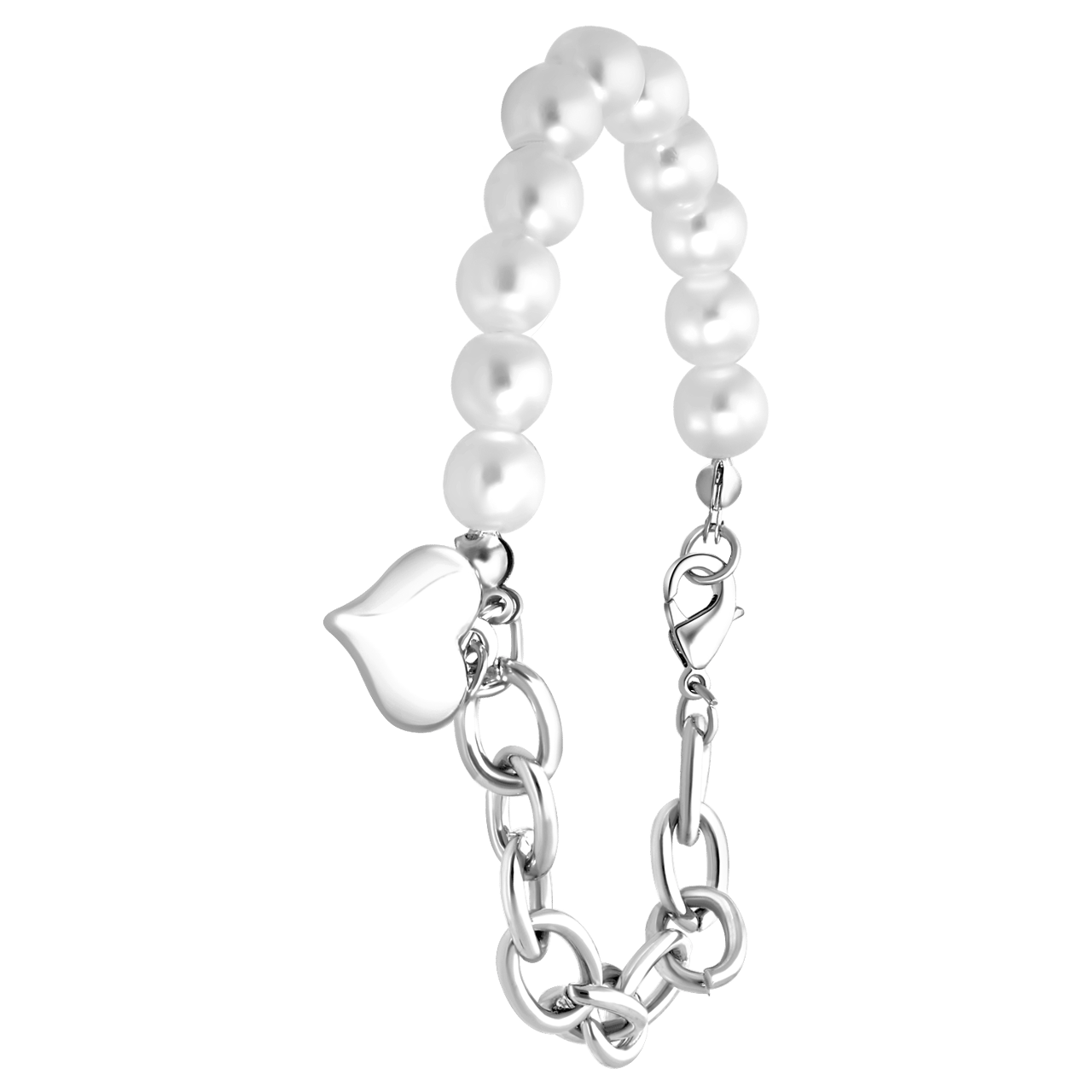 Silberfarbenes Bijoux-Armband mit Kunstperlen