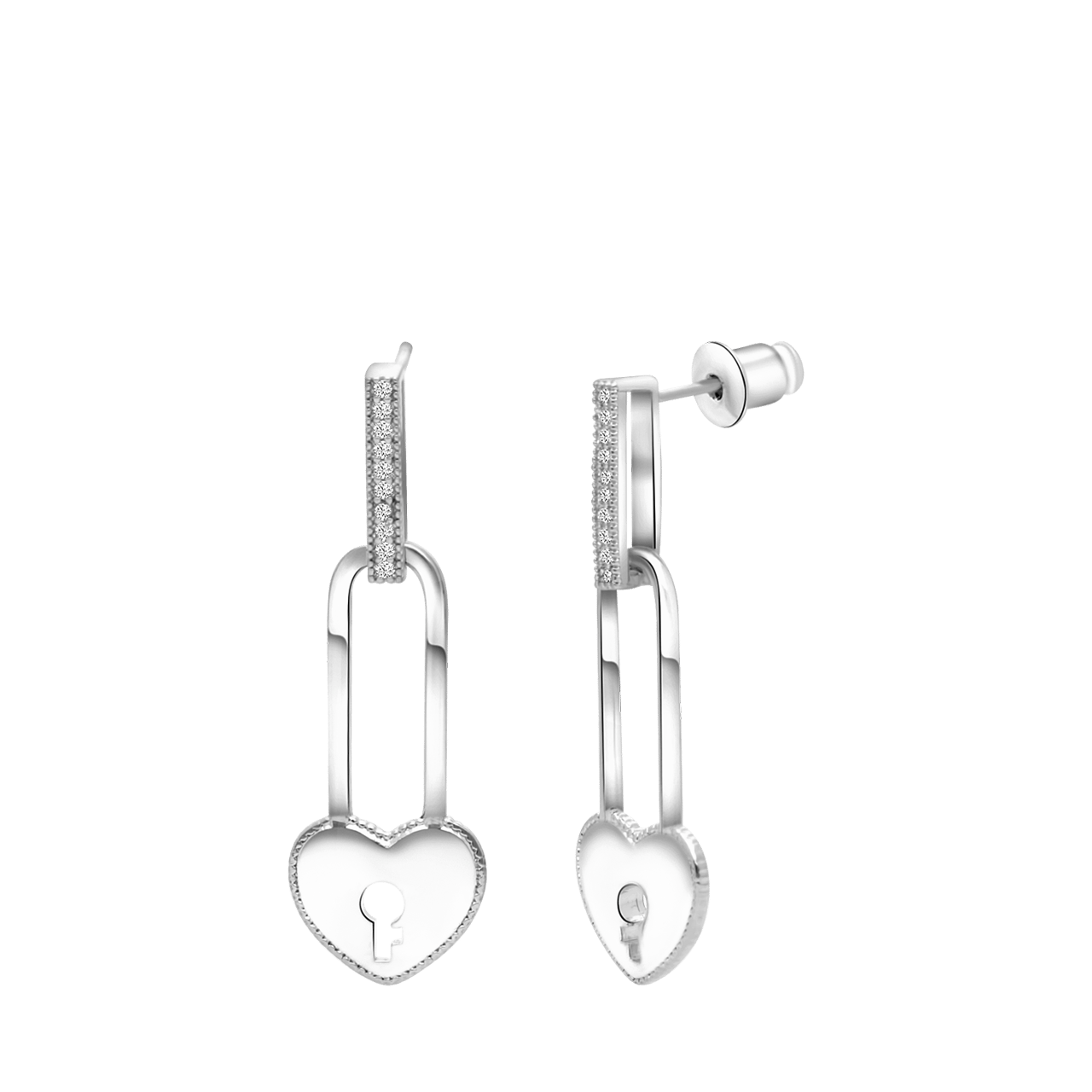 Zilverkleurige bijoux oorbellen met hart