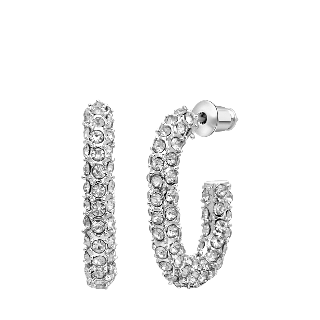 Zilverkleurige bijoux oorbellen met steentjes