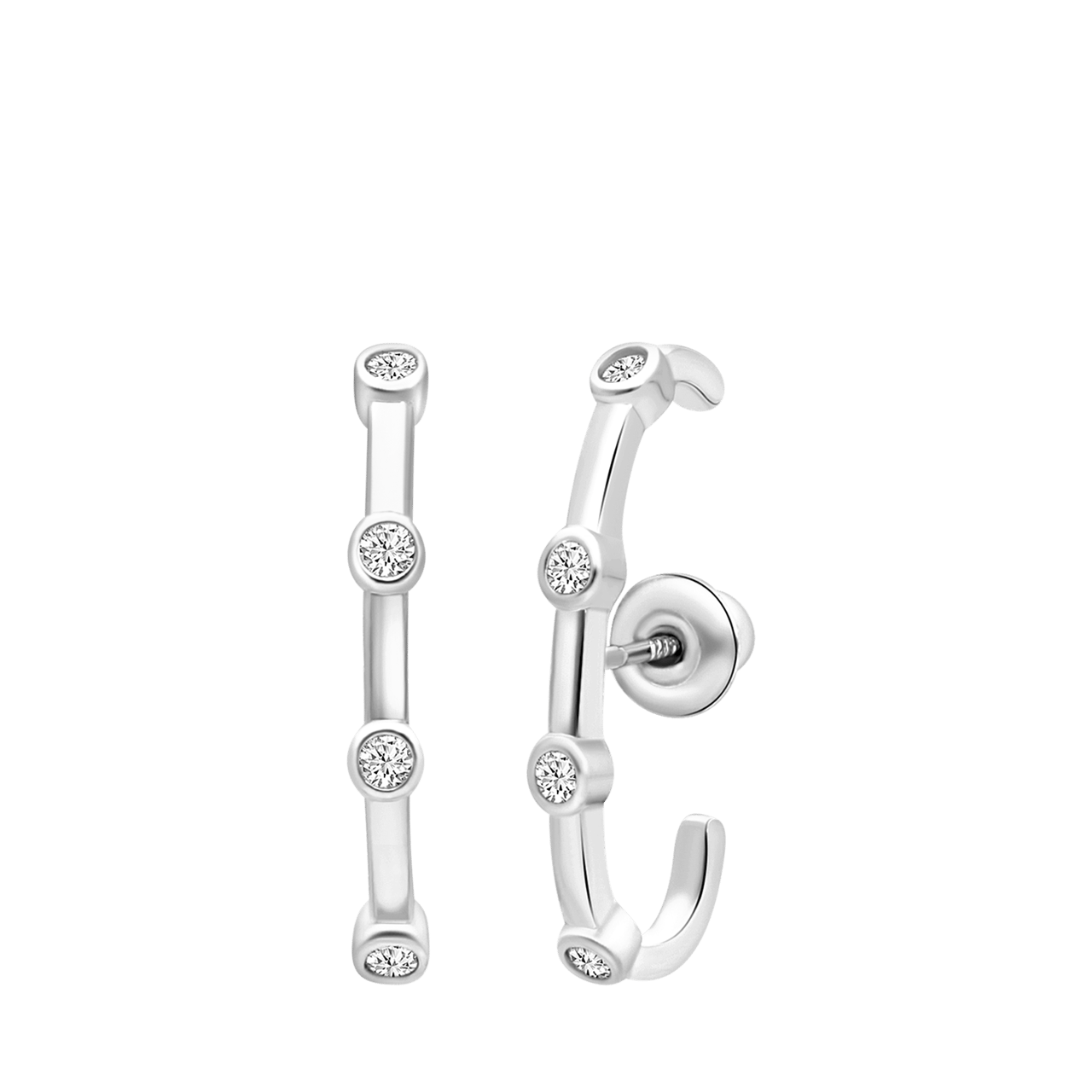 Zilverkleurige bijoux oorbellen suspenders
