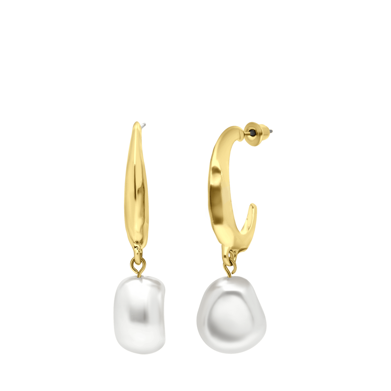 Bijoux goudkleurige oorringen met hanger met parel voor dames