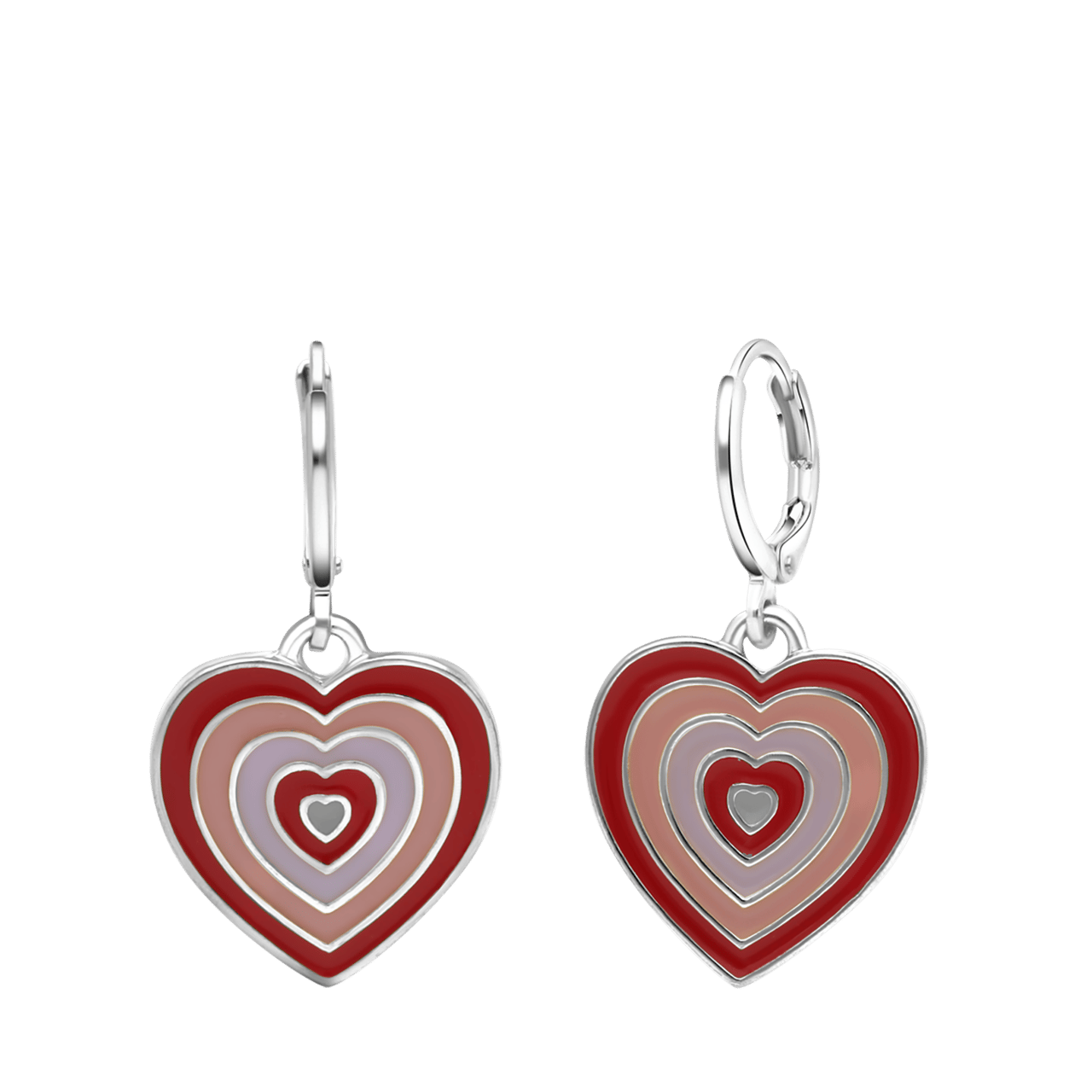 Zilverkleurige bijoux oorbellen met hart