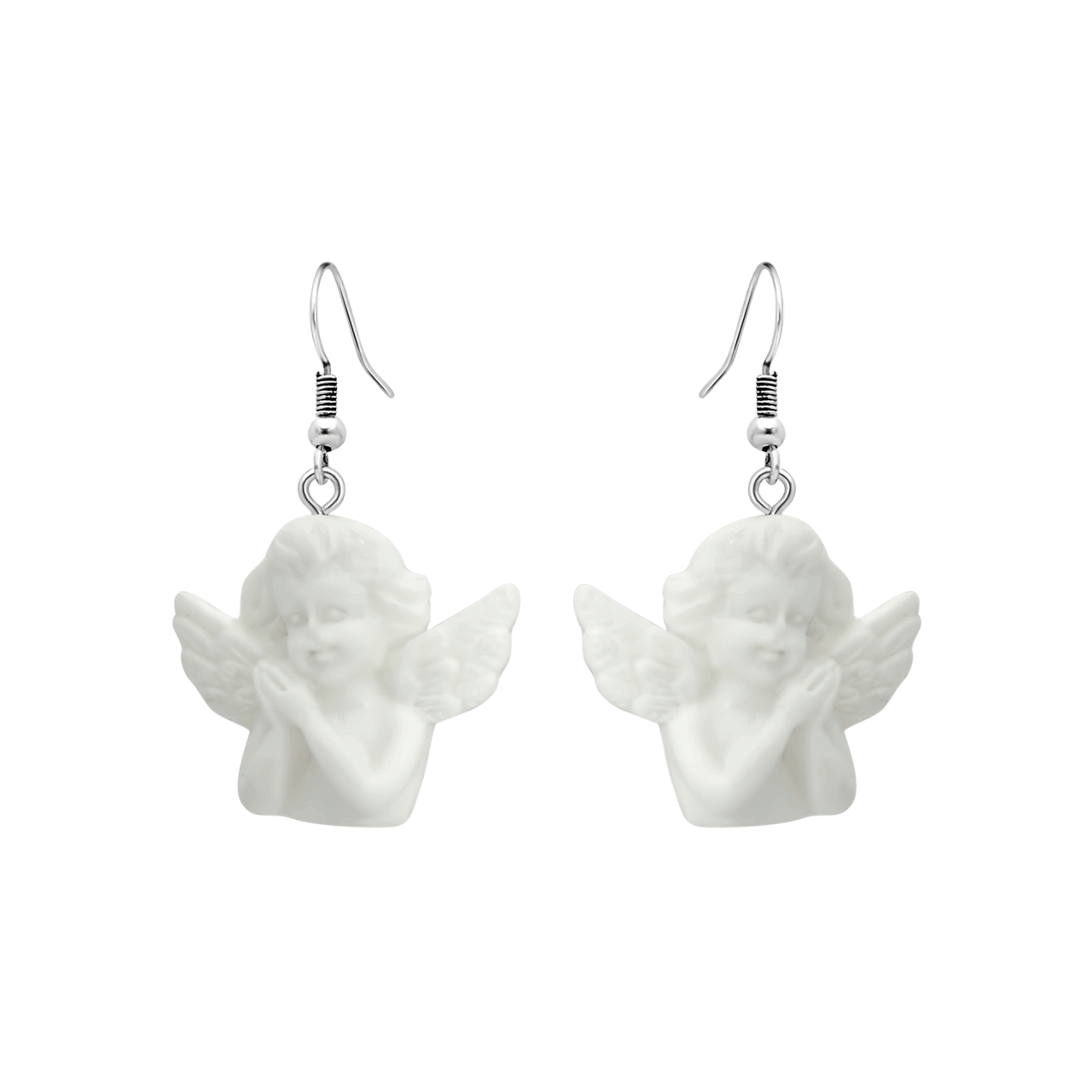 Bijoux zilverkleurige oorringen engel voor dames