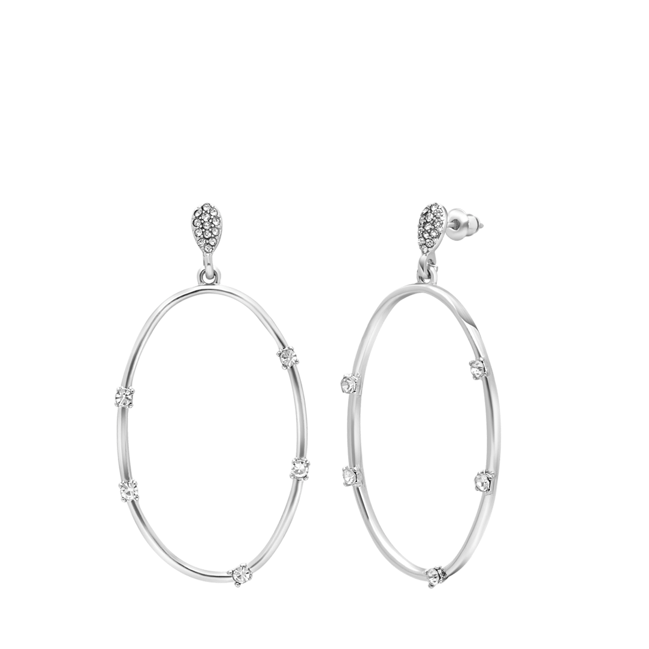 Zilverkleurige bijoux oorbellen ovaal