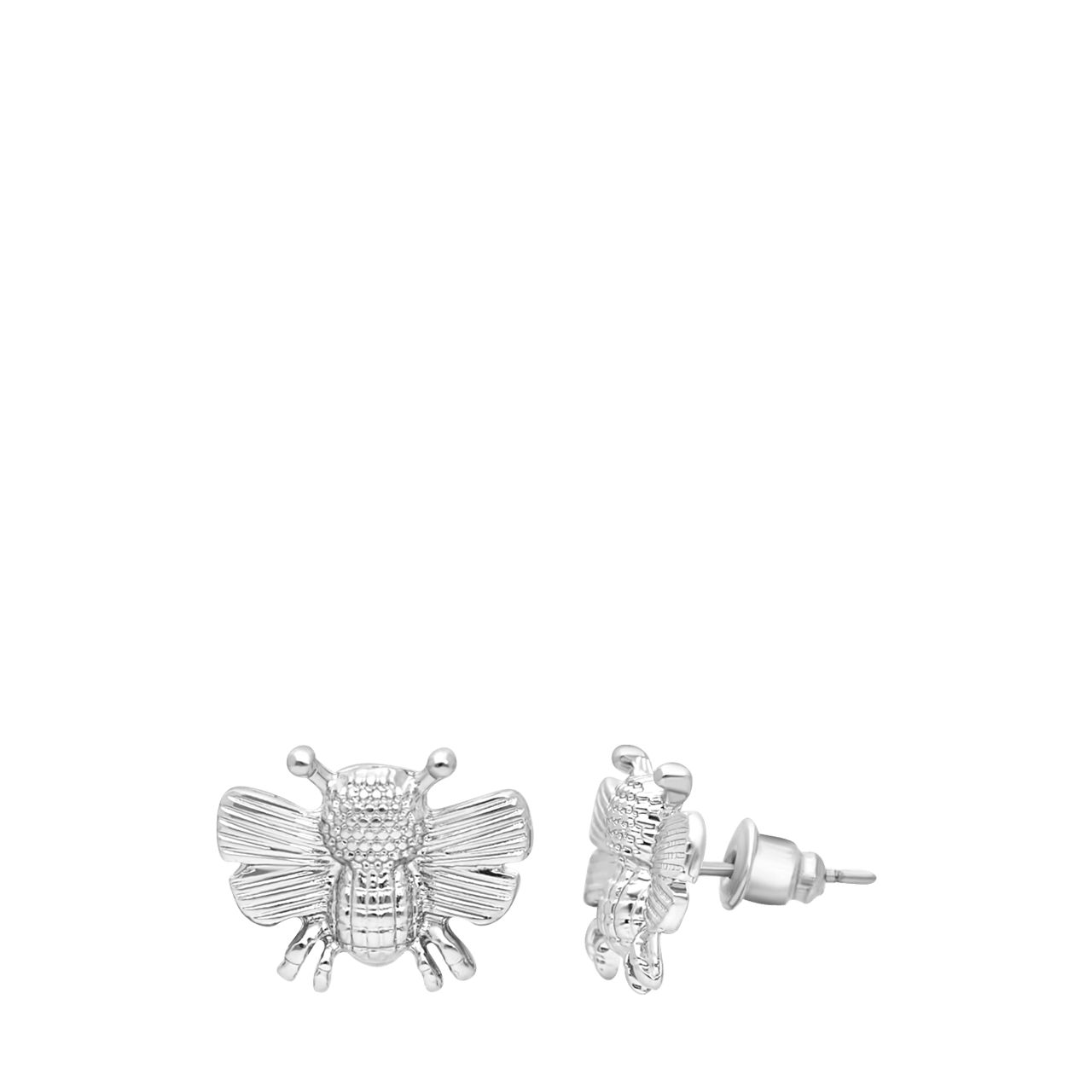 Silberfarbene Bijoux-Ohrringe, Blume/Biene
