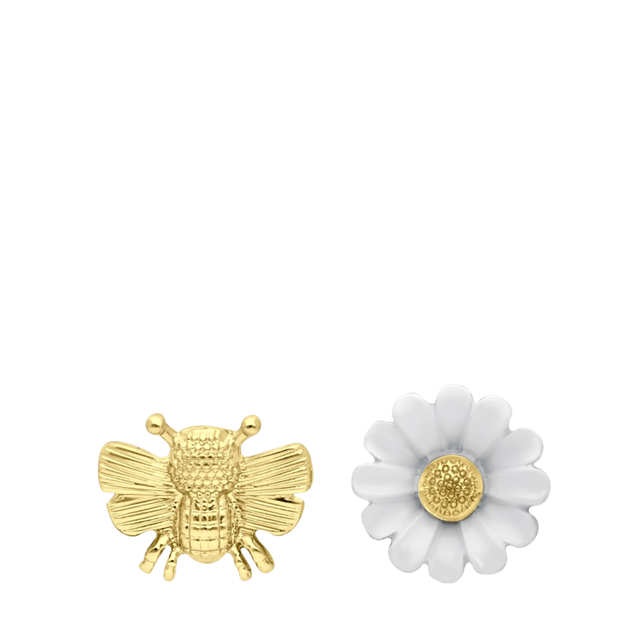Goudkleurige bijoux oorbellen bloem/bij