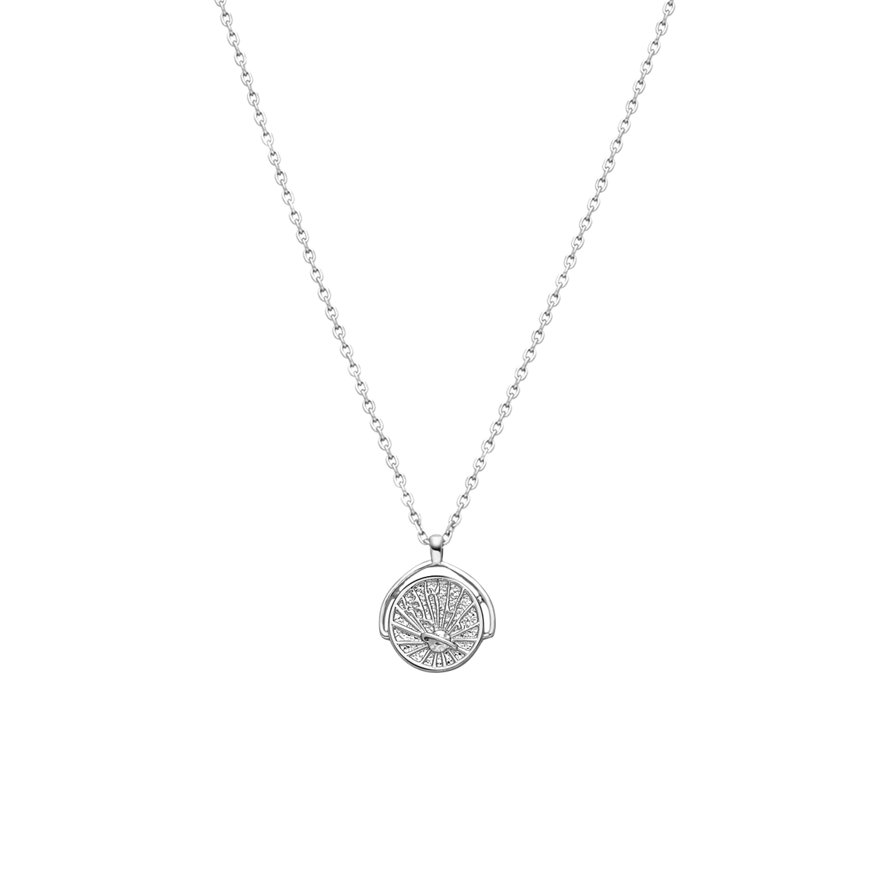 Bijoux zilverkleurige ketting met hanger munt voor dames