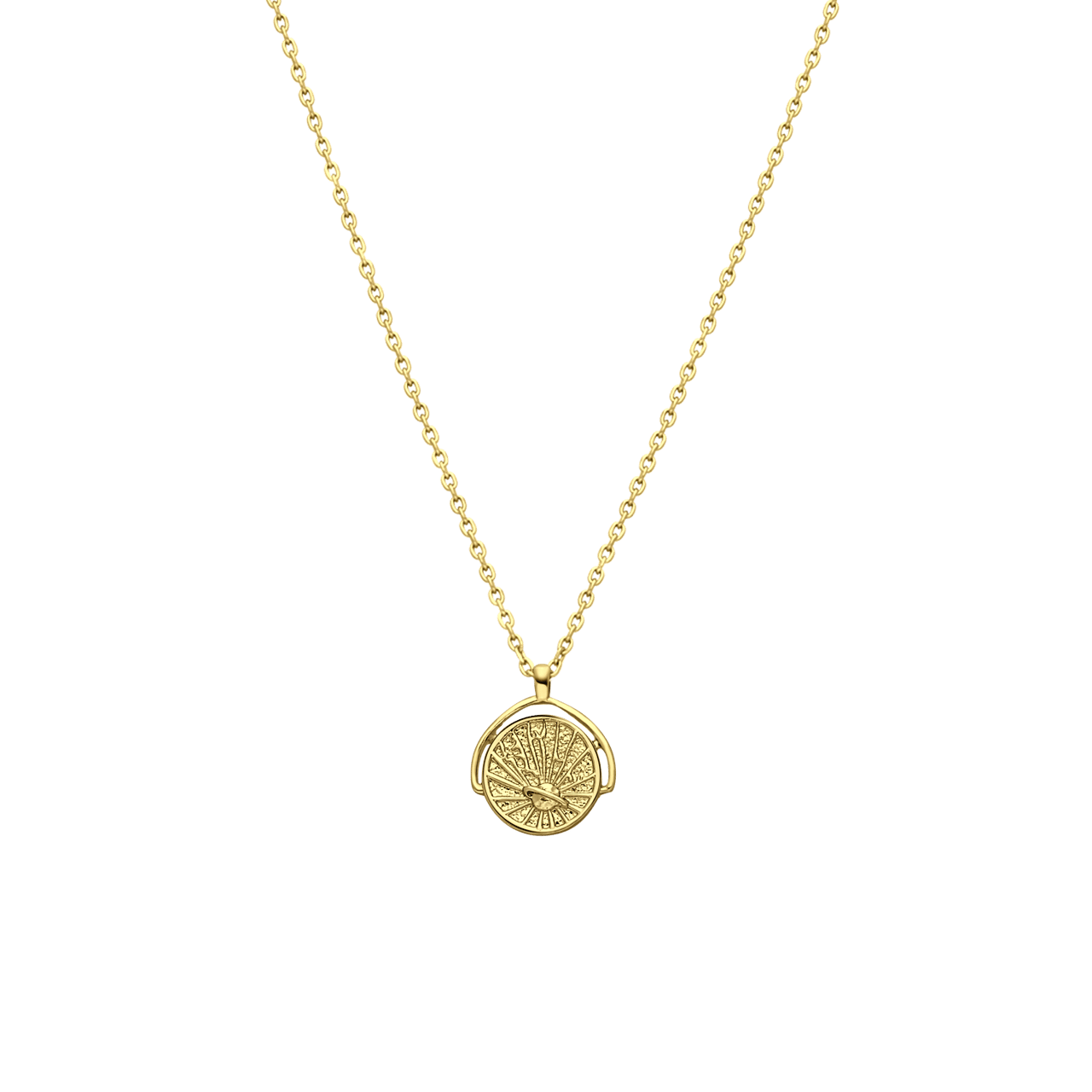 Bijoux goudkleurige ketting met hanger munt voor dames