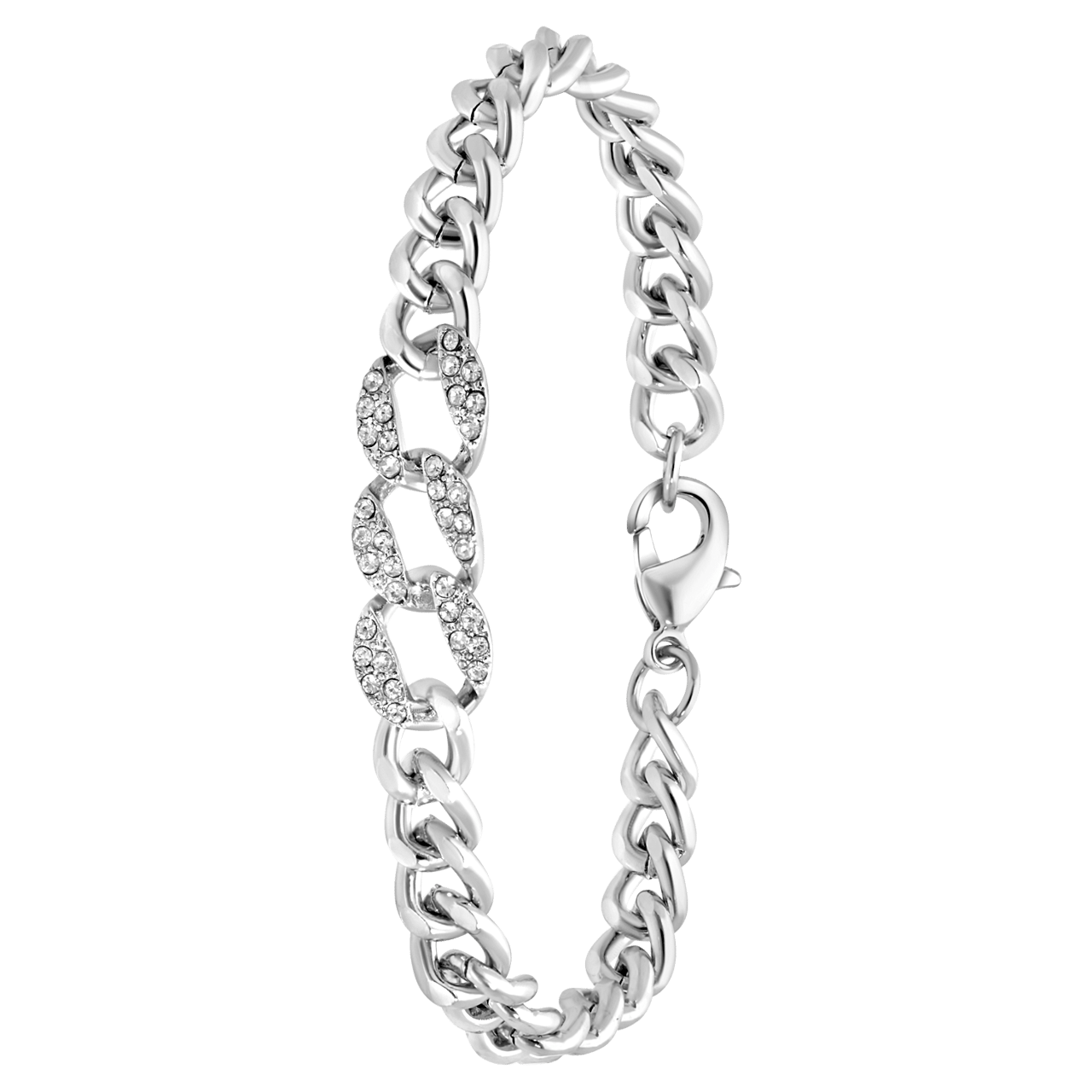Zilverkleurige bijoux armband steentjes wit