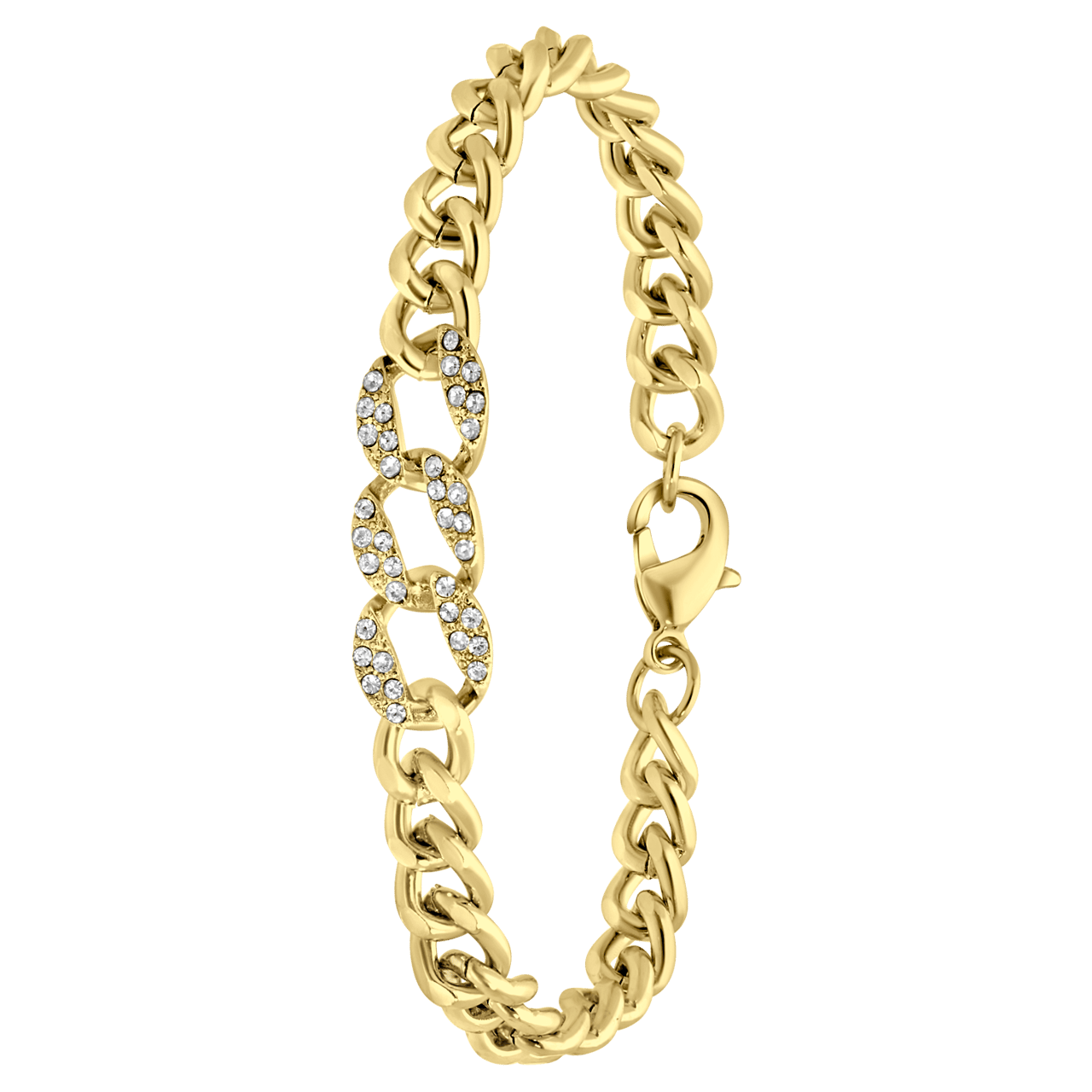 Goudkleurige bijoux armband steentjes wit
