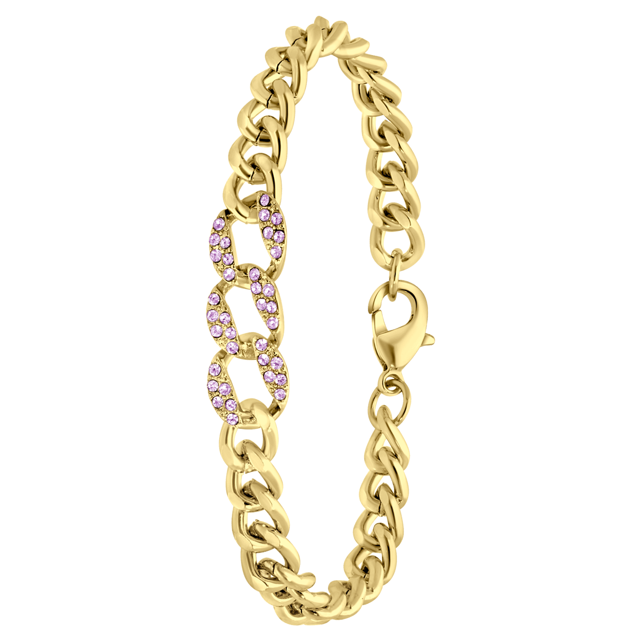 Goudkleurige bijoux armband steentjes violet
