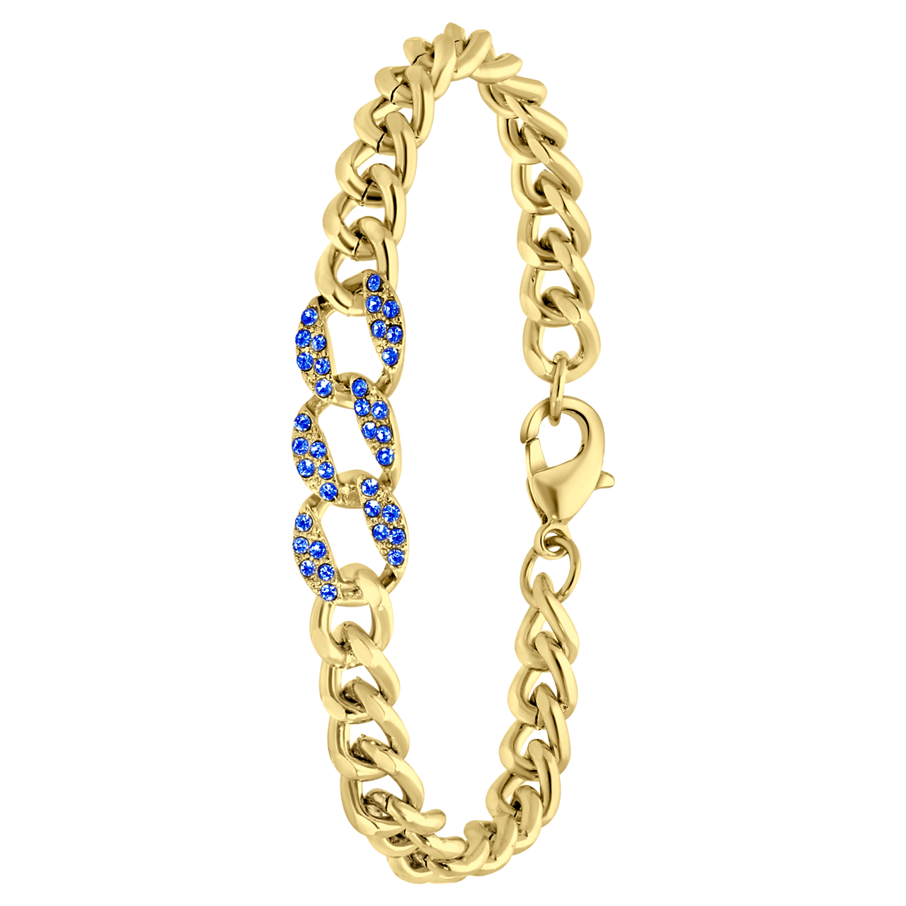 Goudkleurige bijoux armband steentjes blauw