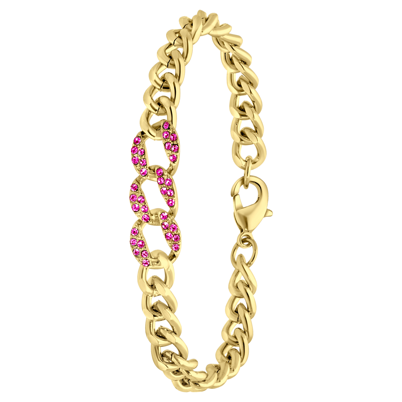 Goudkleurige bijoux armband steentjes fuchsia