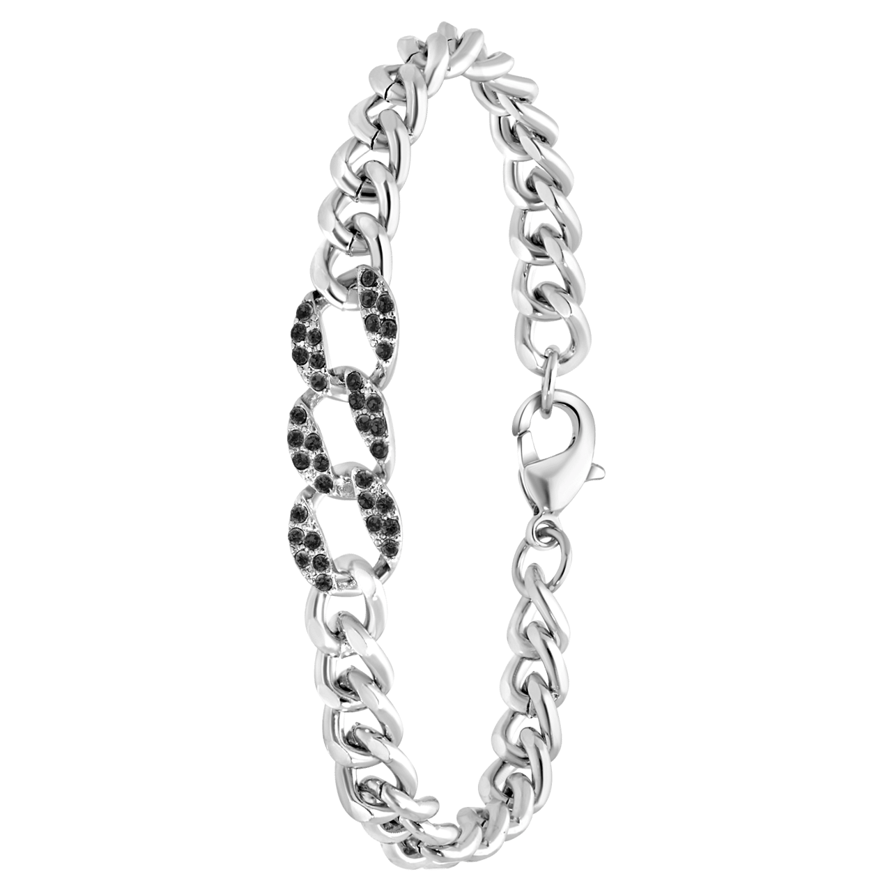 Zilverkleurige bijoux armband steentjes grijs