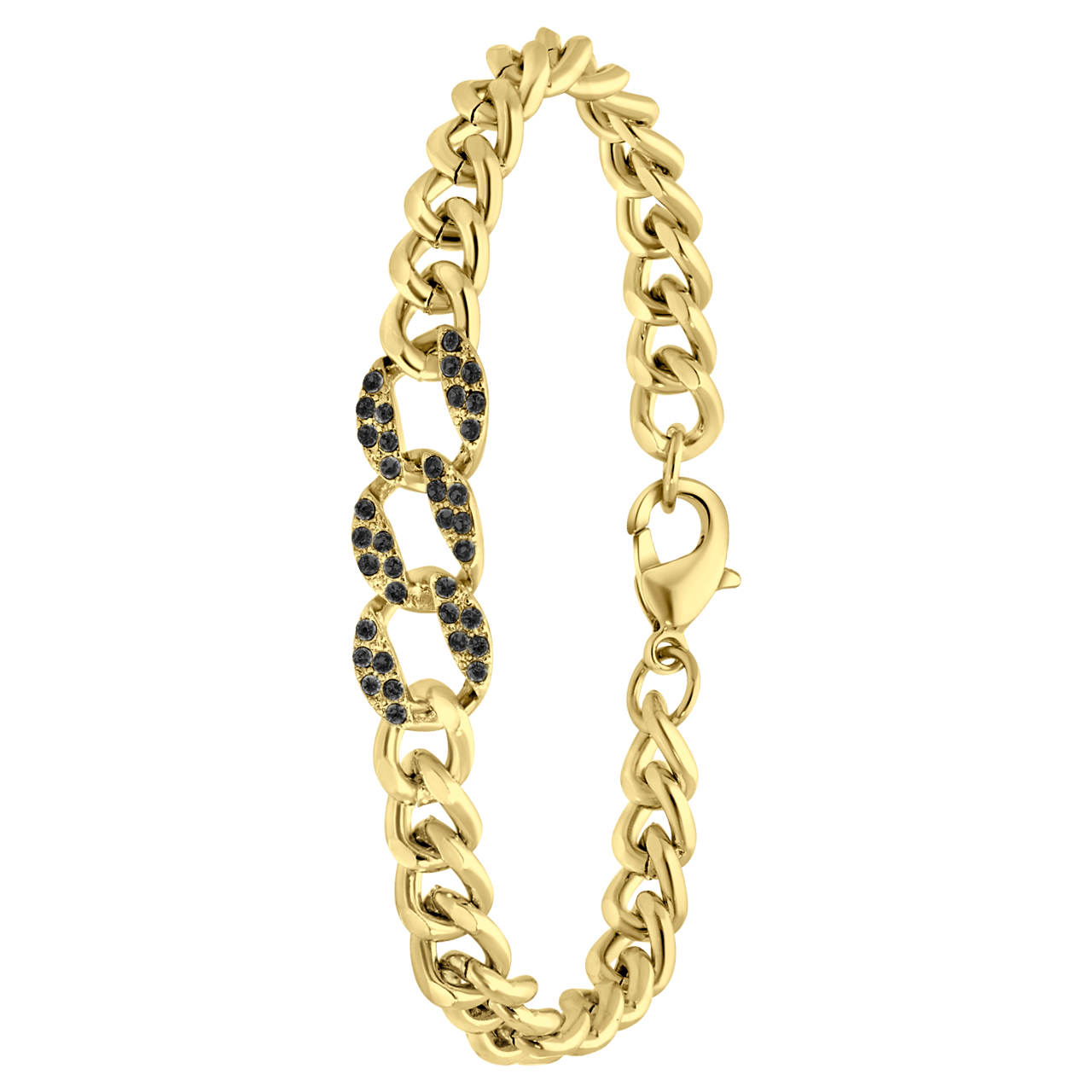 Goldfarbenes Bijoux-Armband mit Steinchen, grau