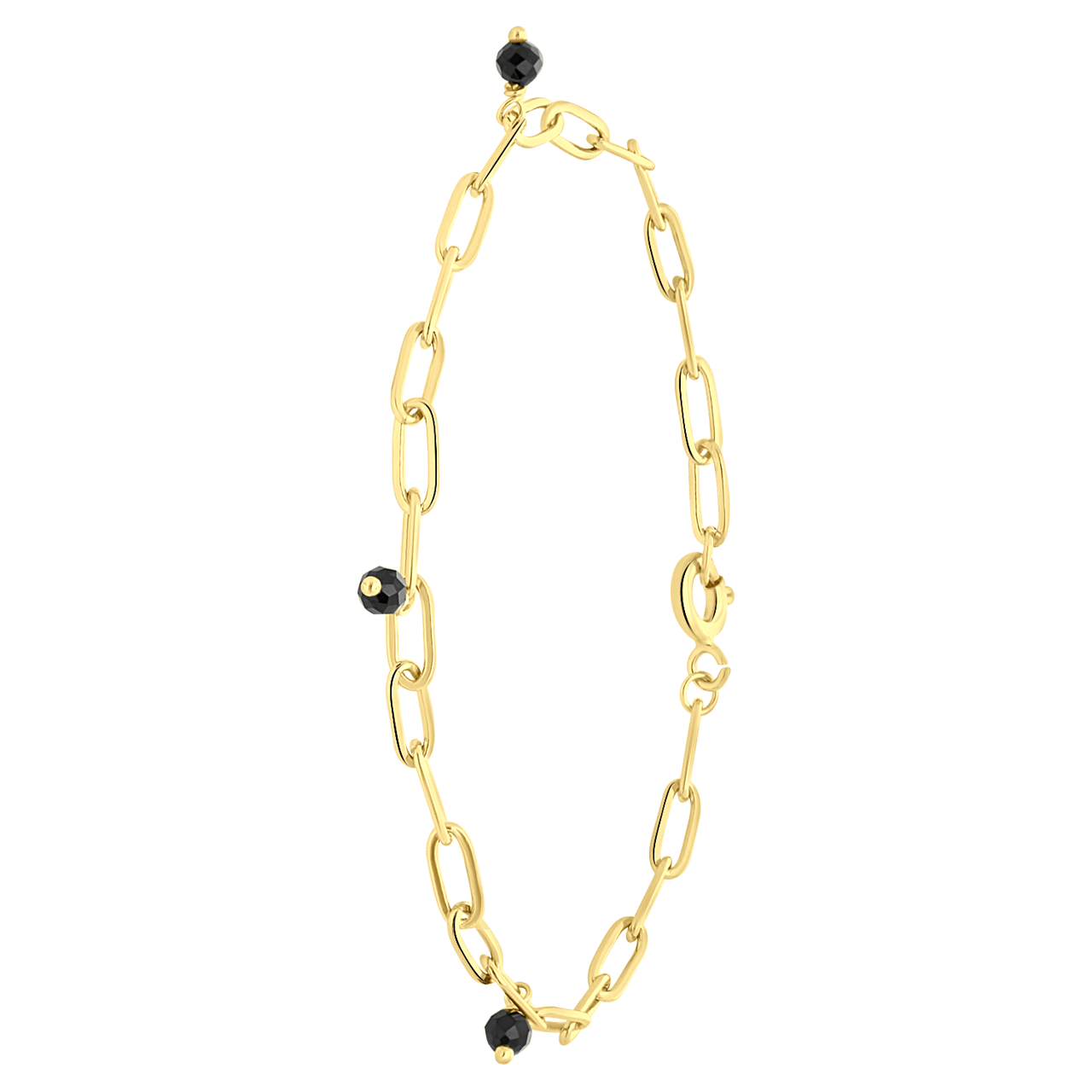 Zilveren goldplated armband bedels zirkonia zwart