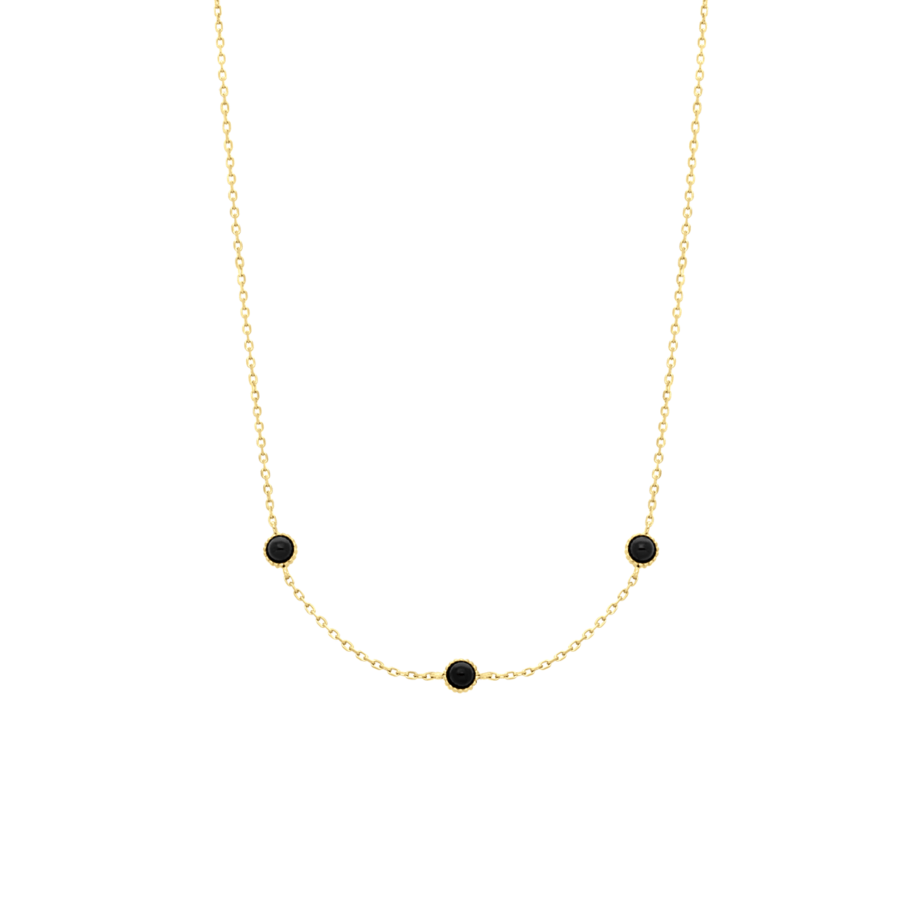 Zilveren goldplated ketting rond zirkonia zwart