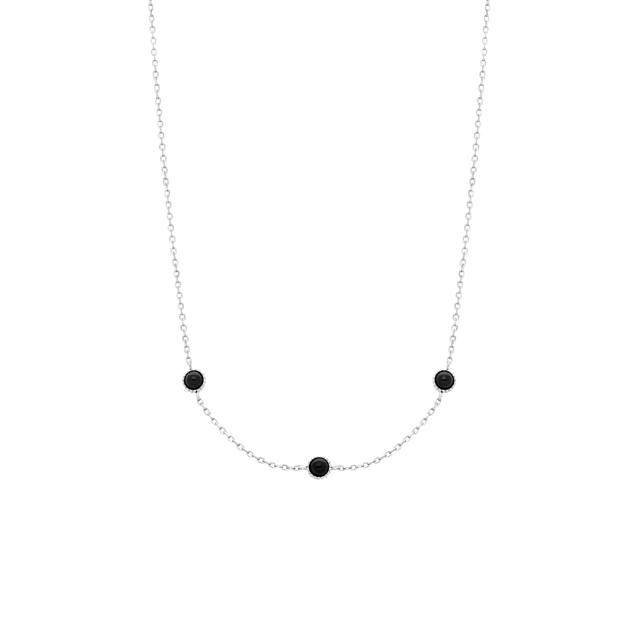 Zilveren ketting rond zirkonia zwart