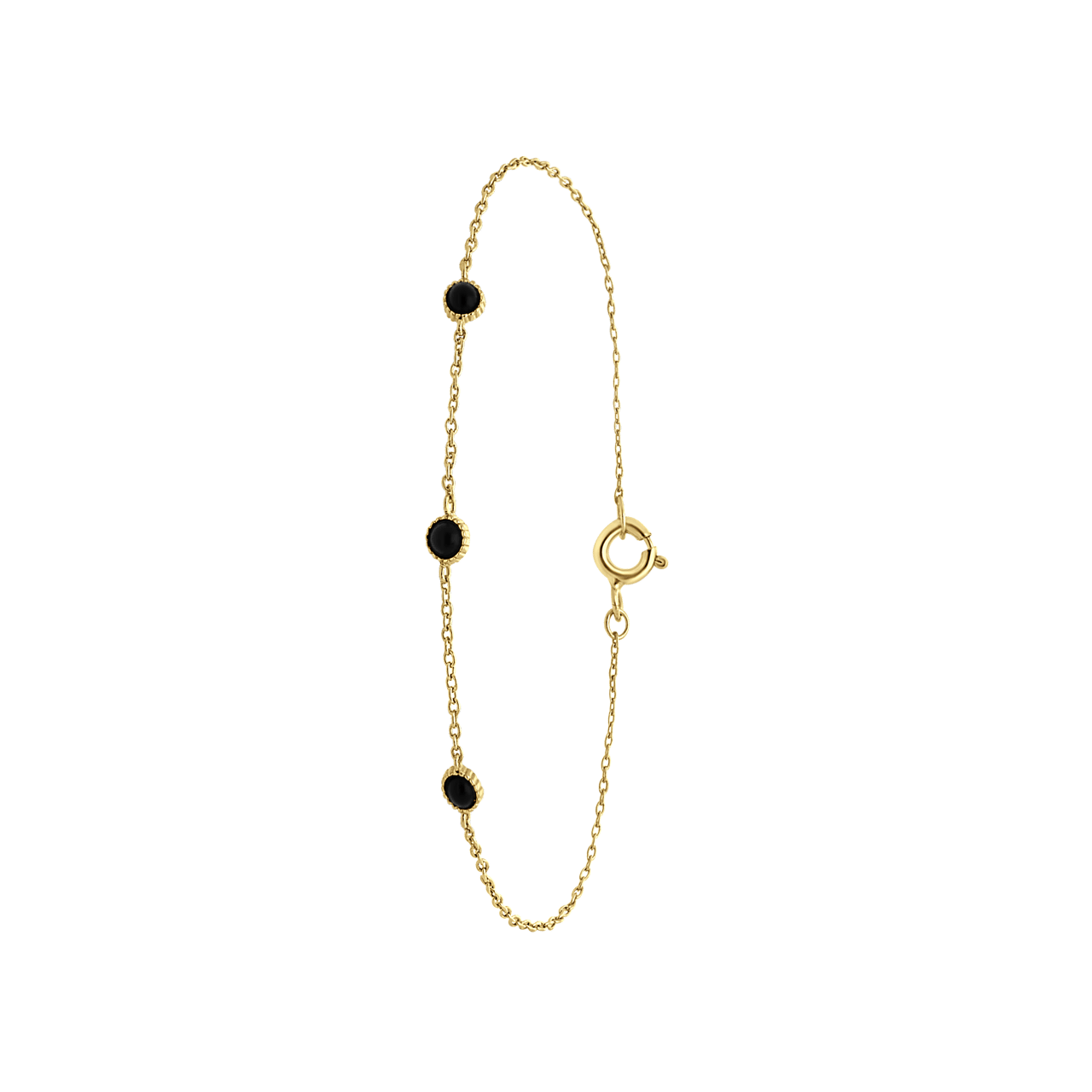 Armband, 925 Silber, vergoldet, rund, Zirkonia, schwarz