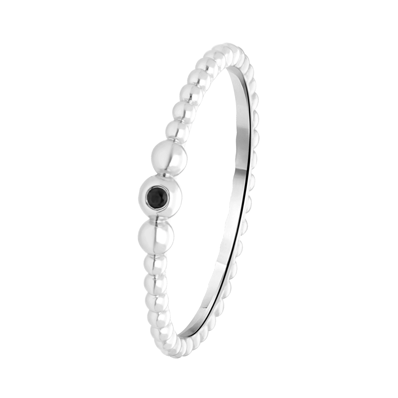 Zilveren ring bol zirkonia zwart