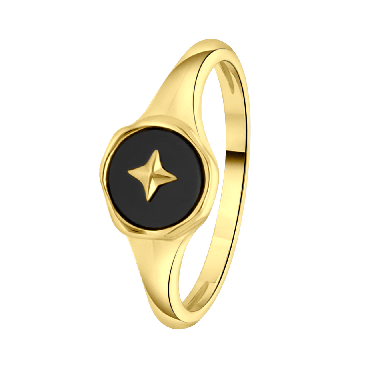 Ring, 925 Silber, vergoldet, schwarzer Achat