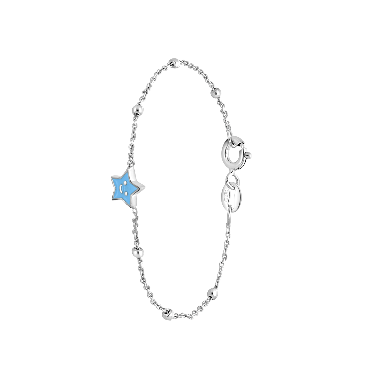 Zilveren armband ster enamel blauw
