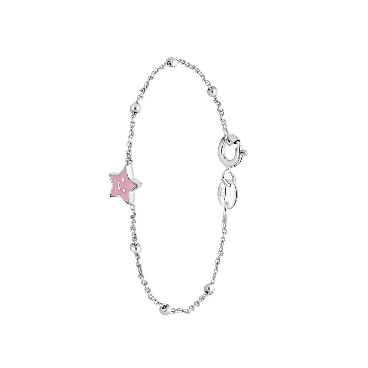 Zilveren armband ster enamel roze