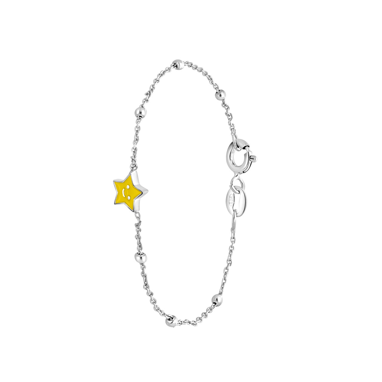 Zilveren armband ster enamel geel