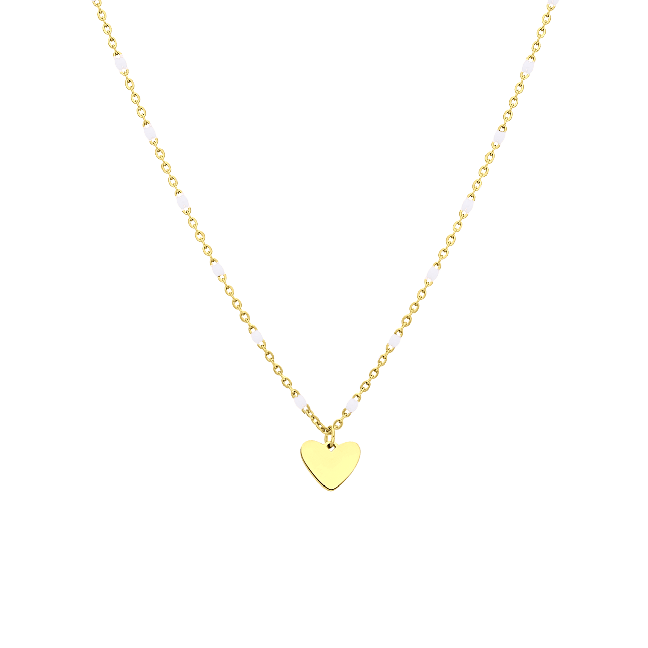Stainless steel goldplated ketting met hanger hart roze