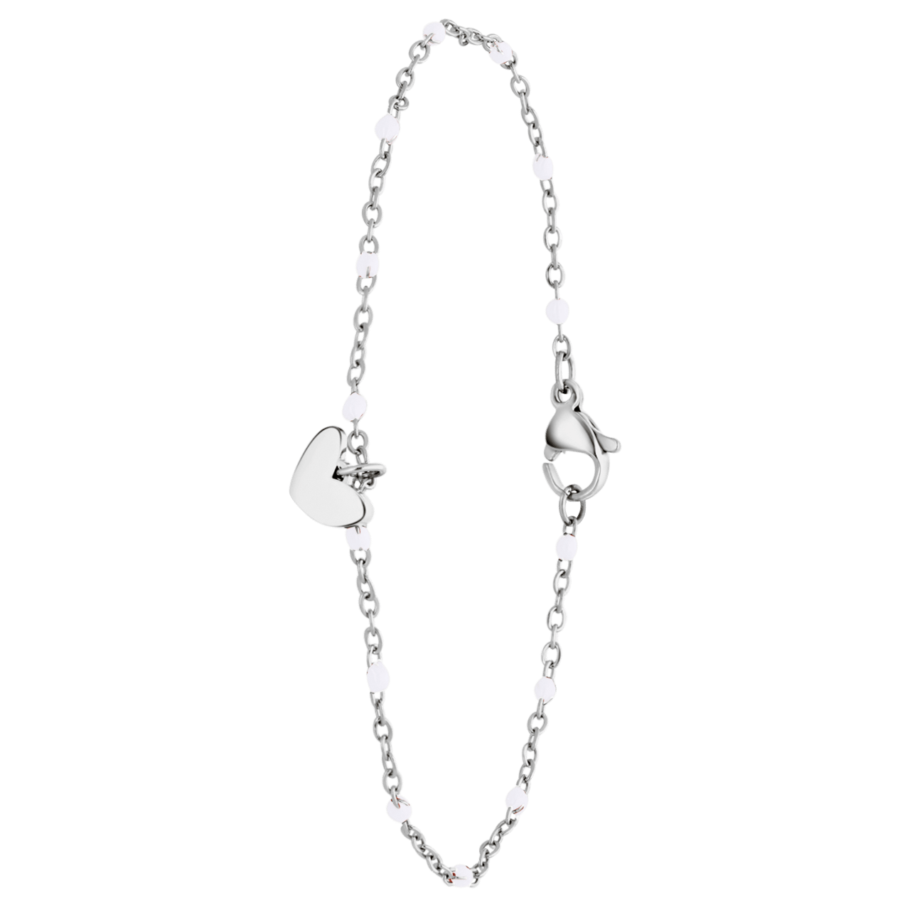 Stalen armband met hanger hart wit