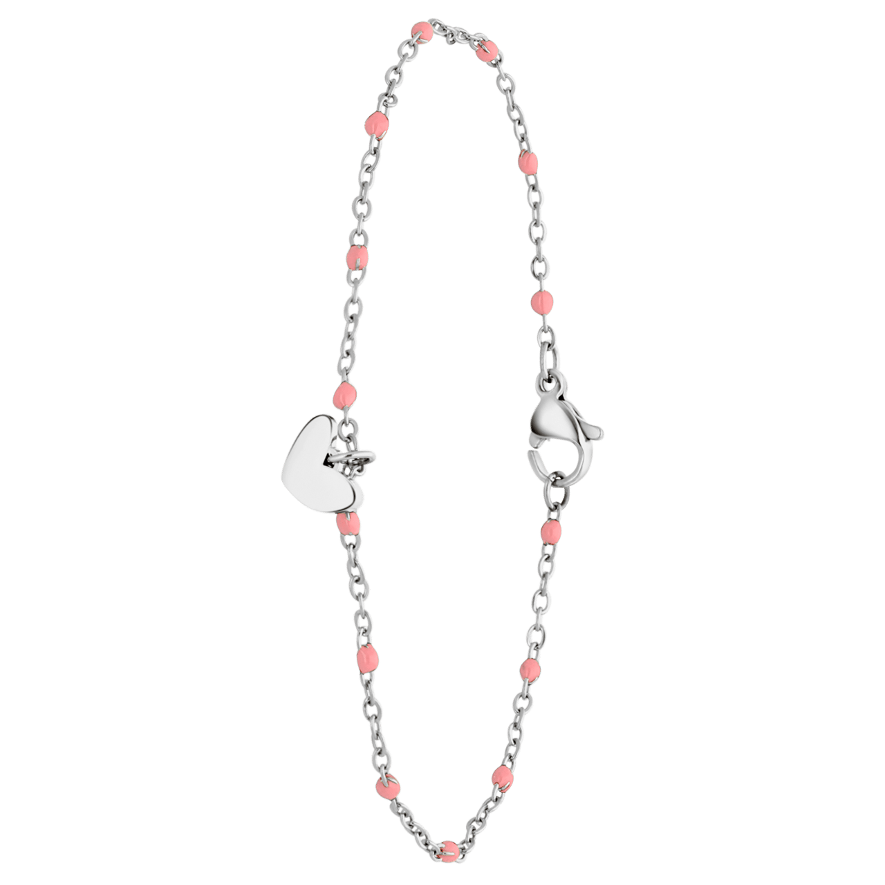 Stainless steel armband met hanger hart roze