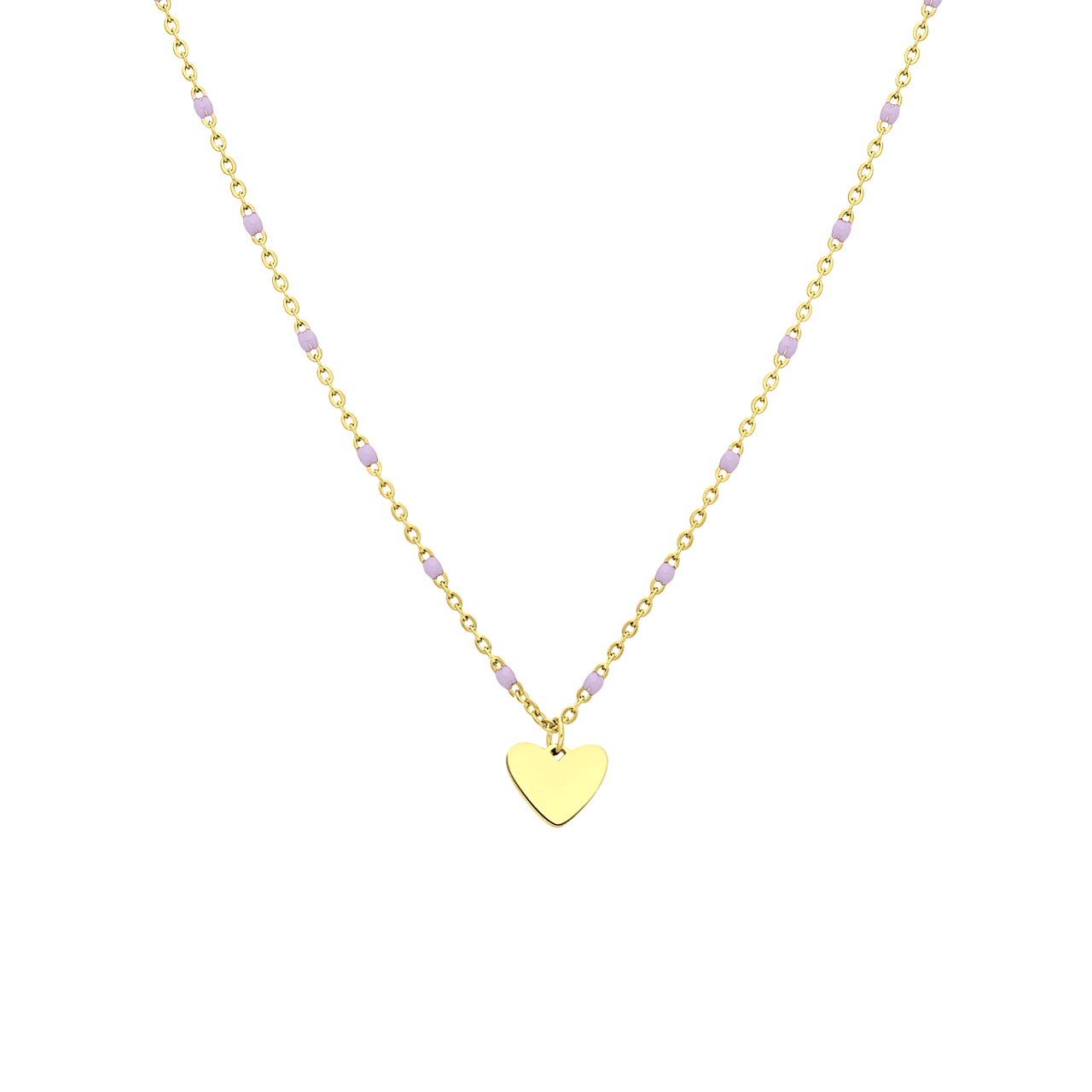 Stainless steel goldplated ketting met hanger hart roze