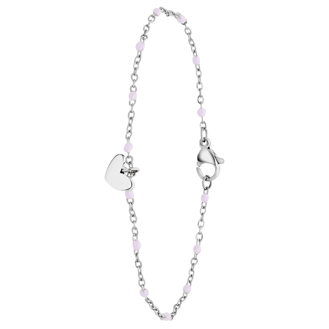 Stalen armband met hanger hart violet