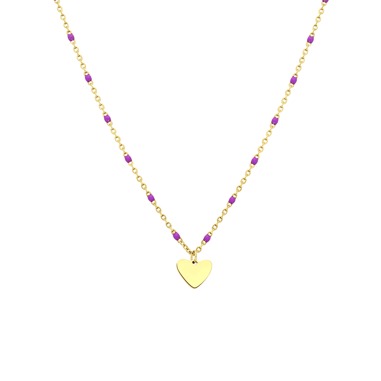 Stainless steel goldplated ketting met hanger hart roze