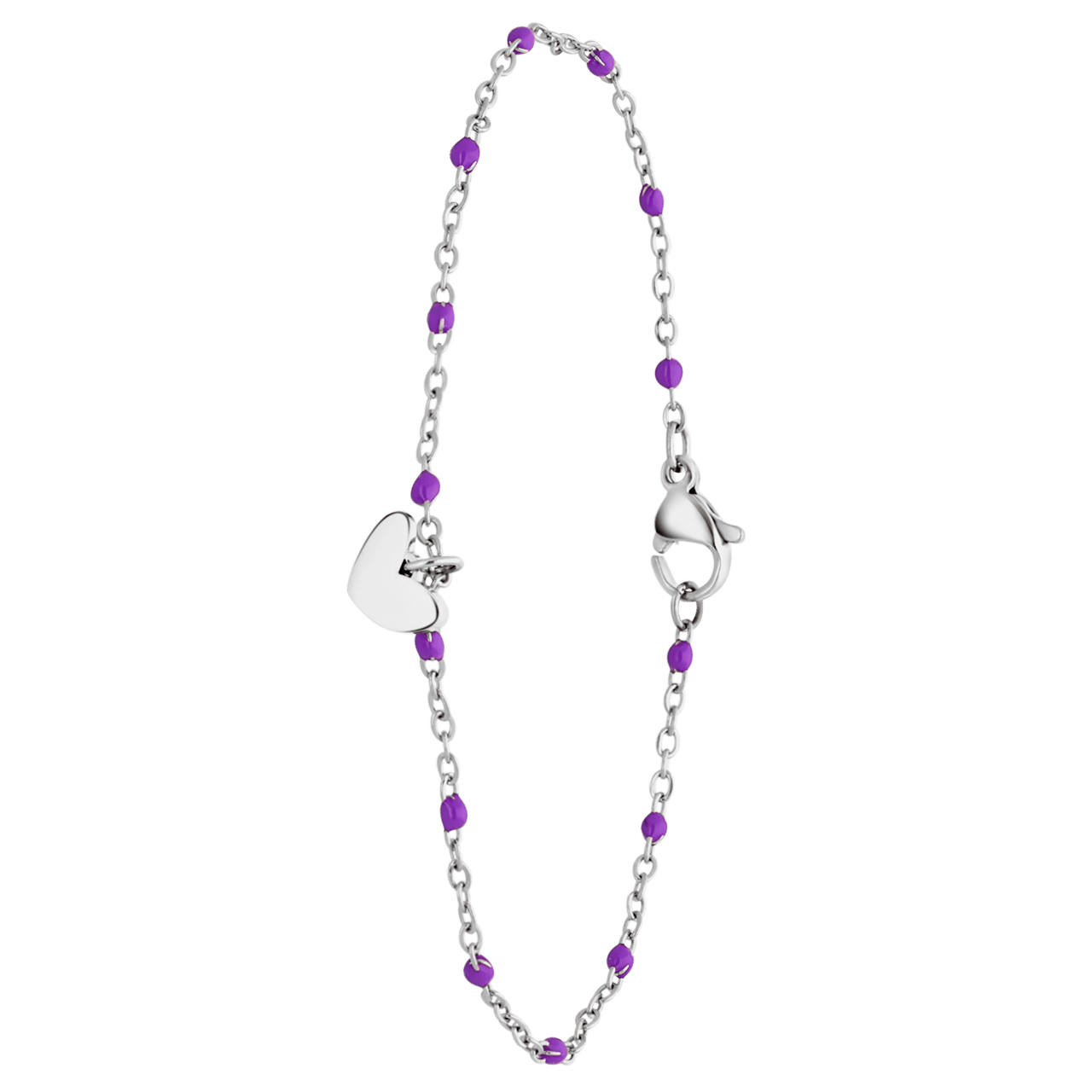 Armband, Edelstahl, mit Herzanhänger, lila