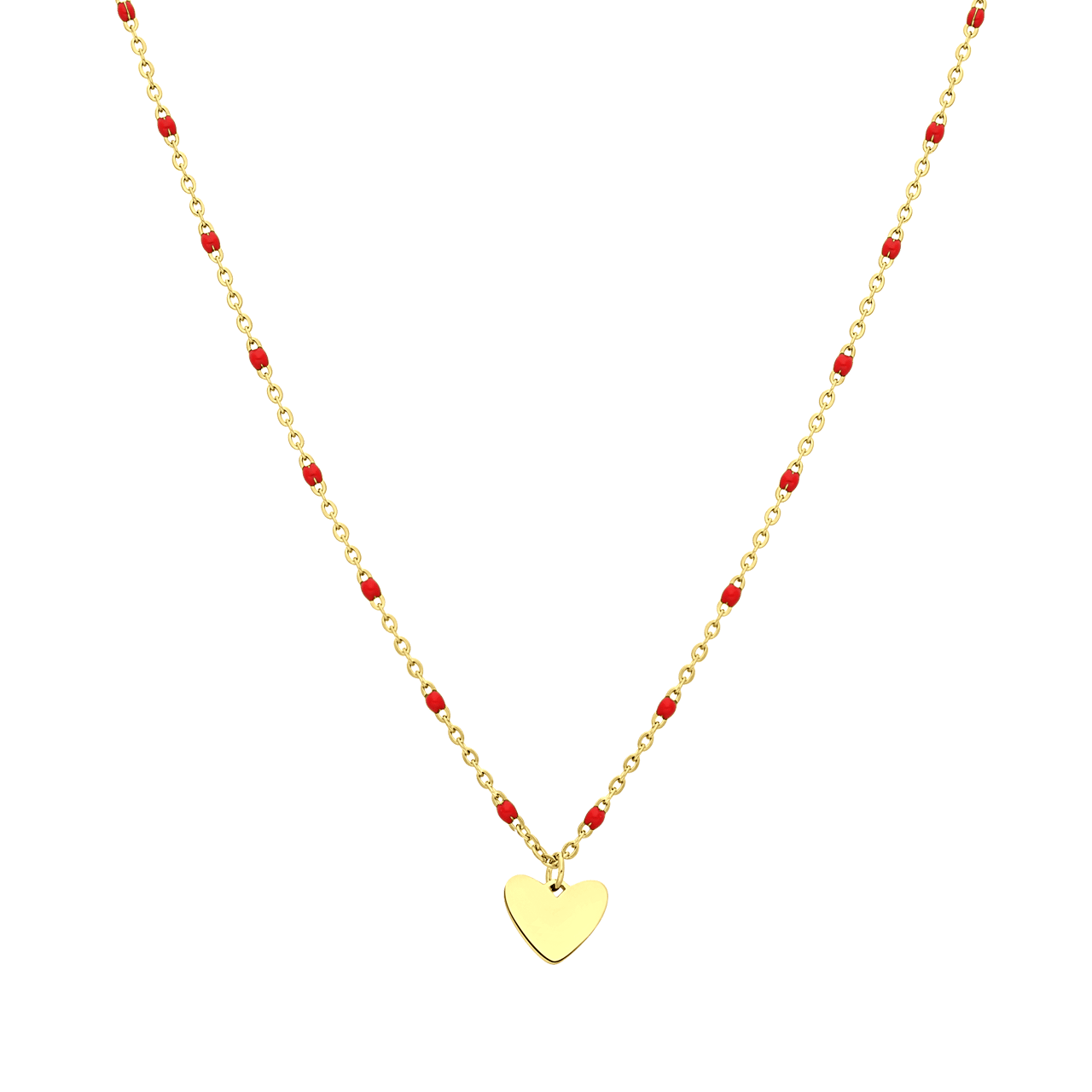 Stainless steel goldplated ketting met hanger hart roze