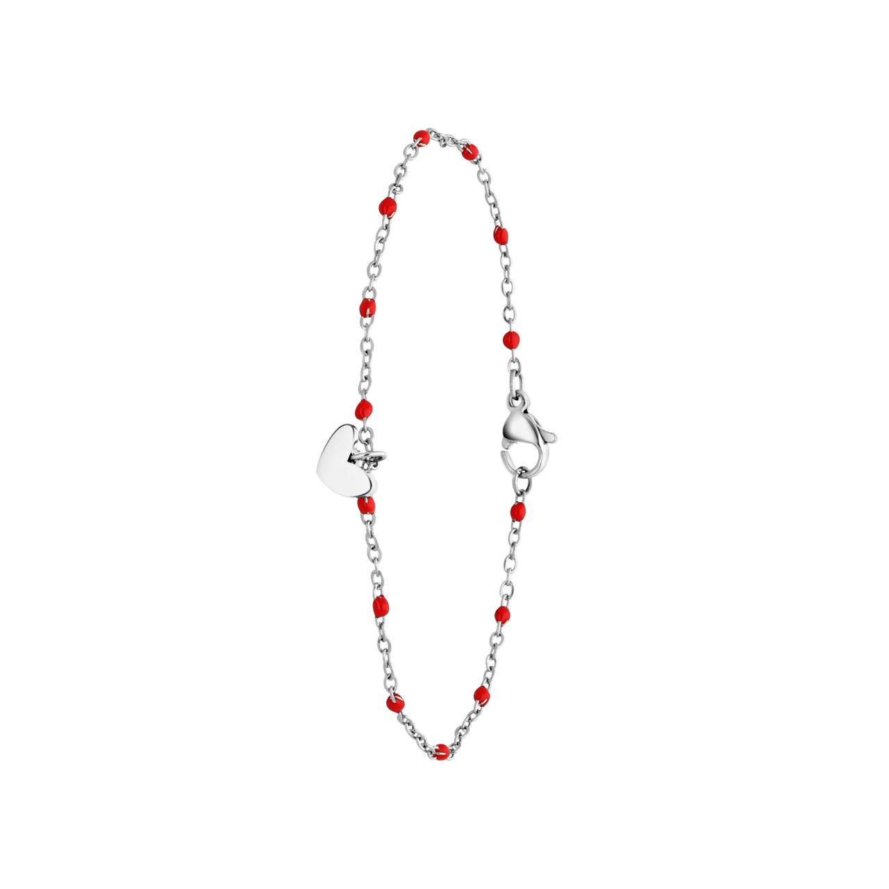 Stainless steel oorbellen met hanger hart rood