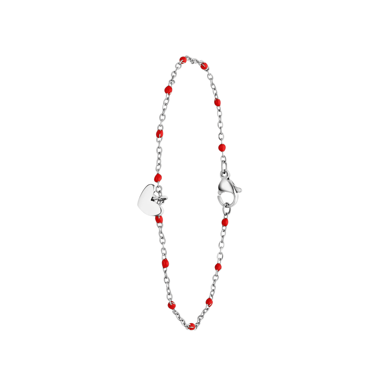 Stalen oorbellen met hanger hart rood