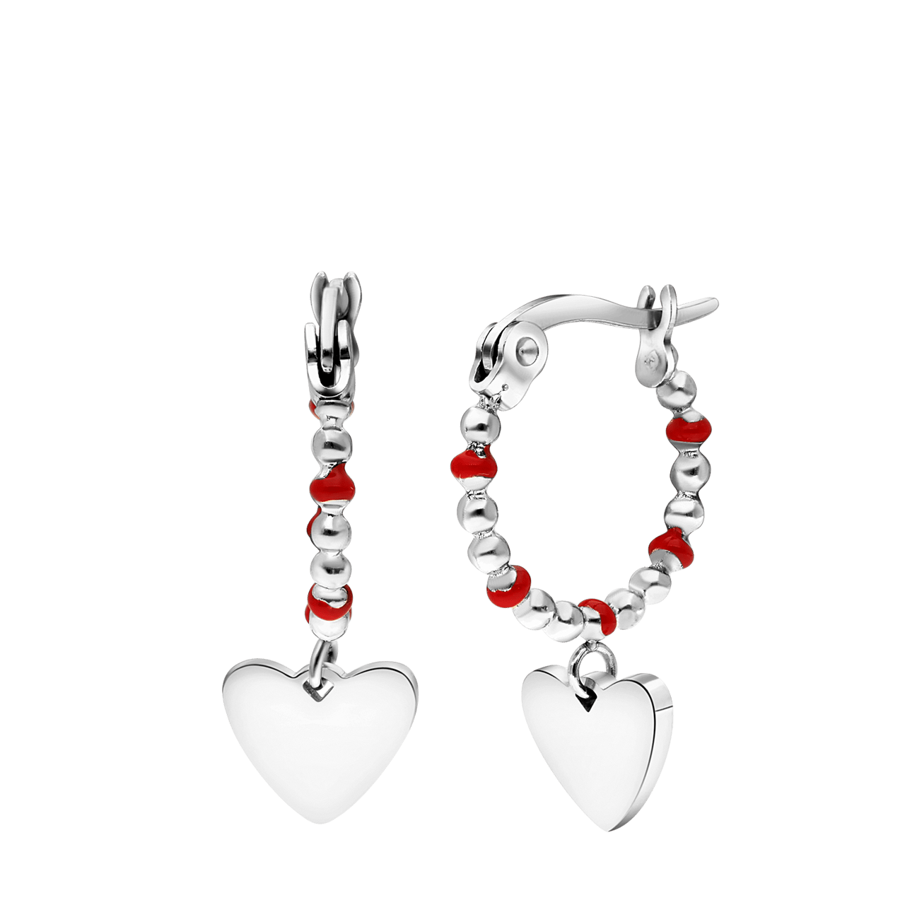 Stalen armband met hanger hart rood