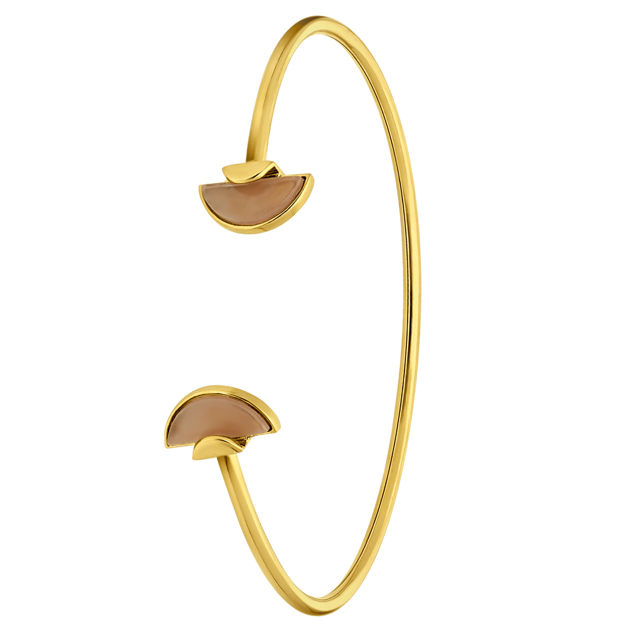 Stalen goldplated bangle met rozenkwarts voor dames