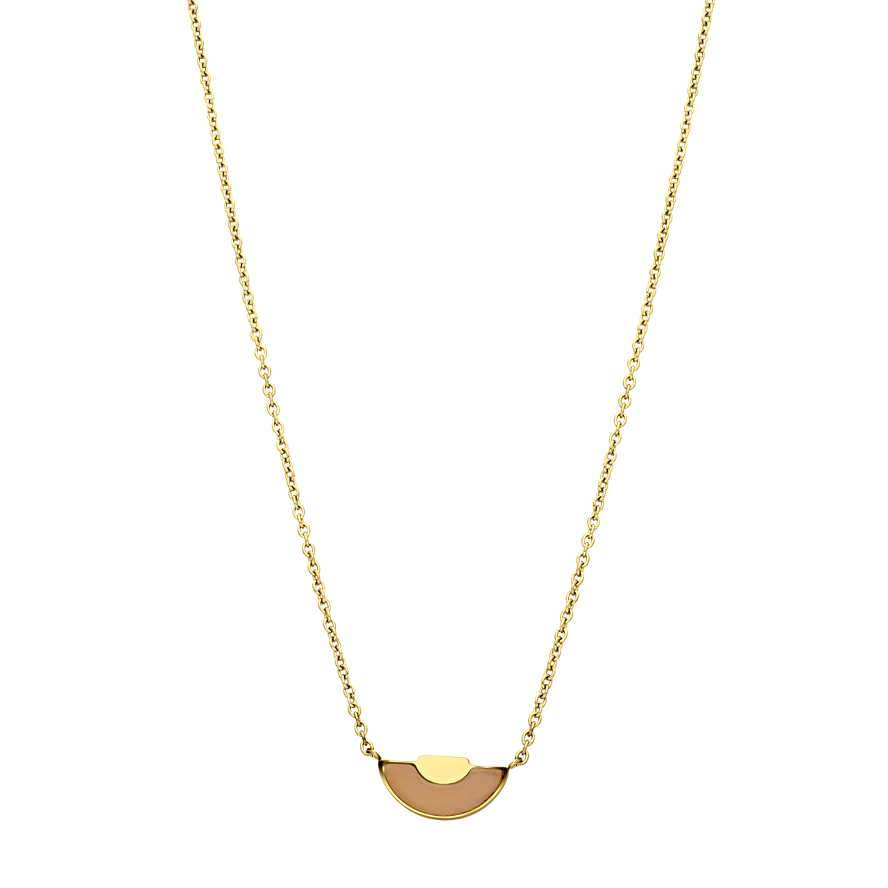 Gerecycled stainless steel goldplated ketting rozenkwarts