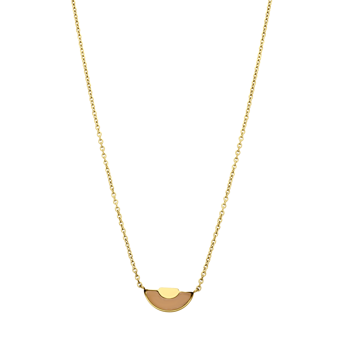 Gerecycled stalen goldplated ketting rozenkwarts