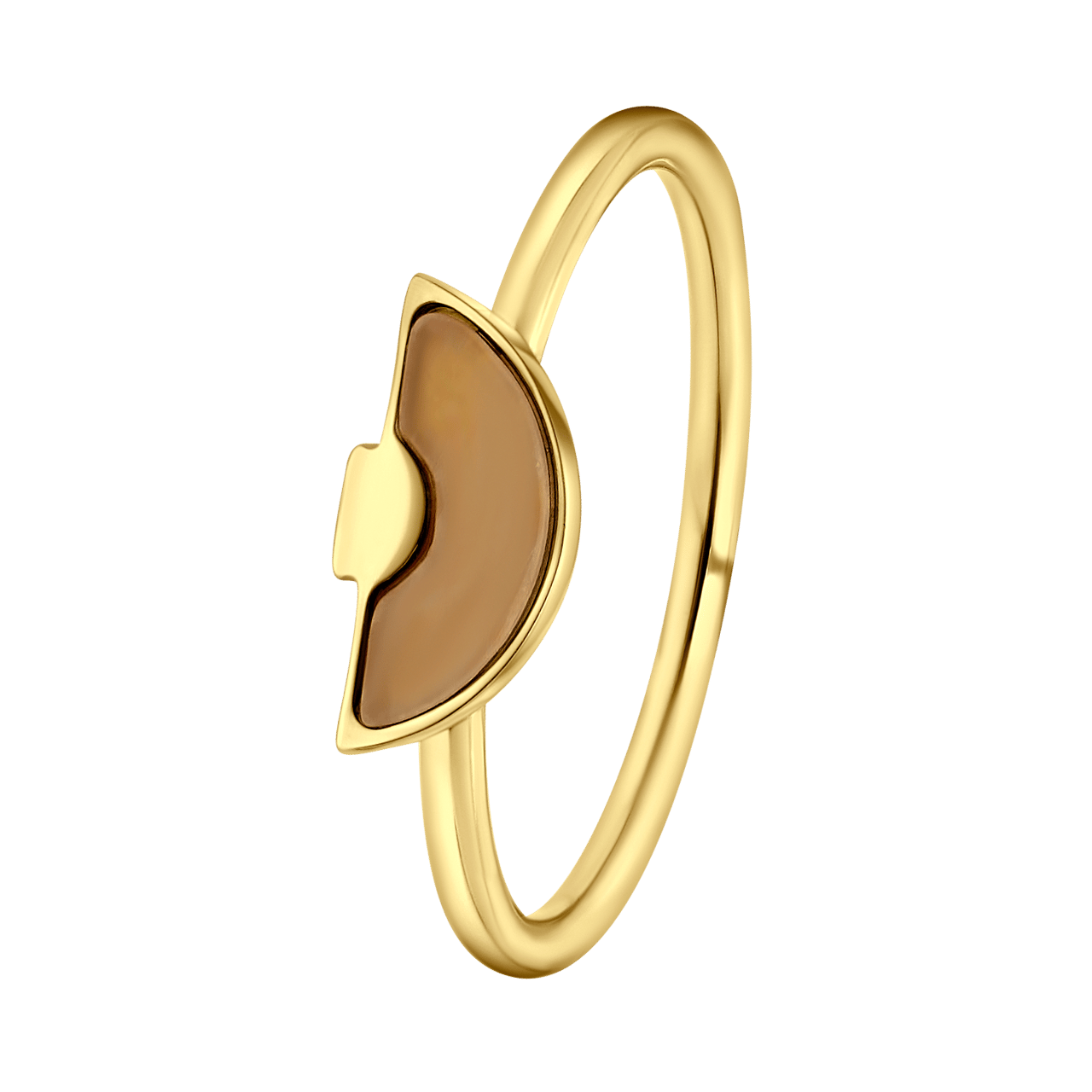 Gerecycled stainless steel goldplated ring rozenkwarts